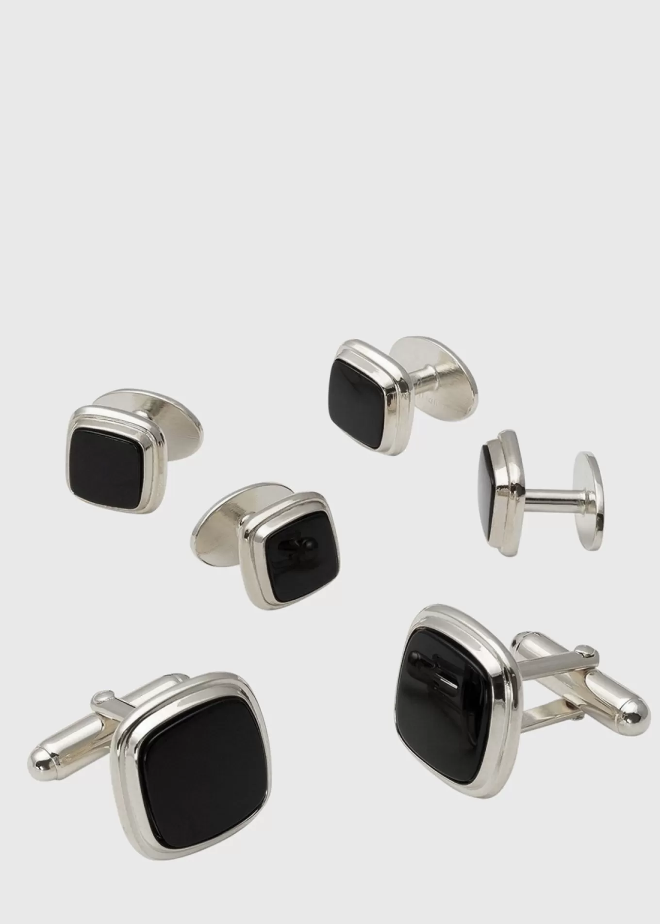 Fashion Black Onyx Square Cufflink Stud Set Jewelry | Formal Shop