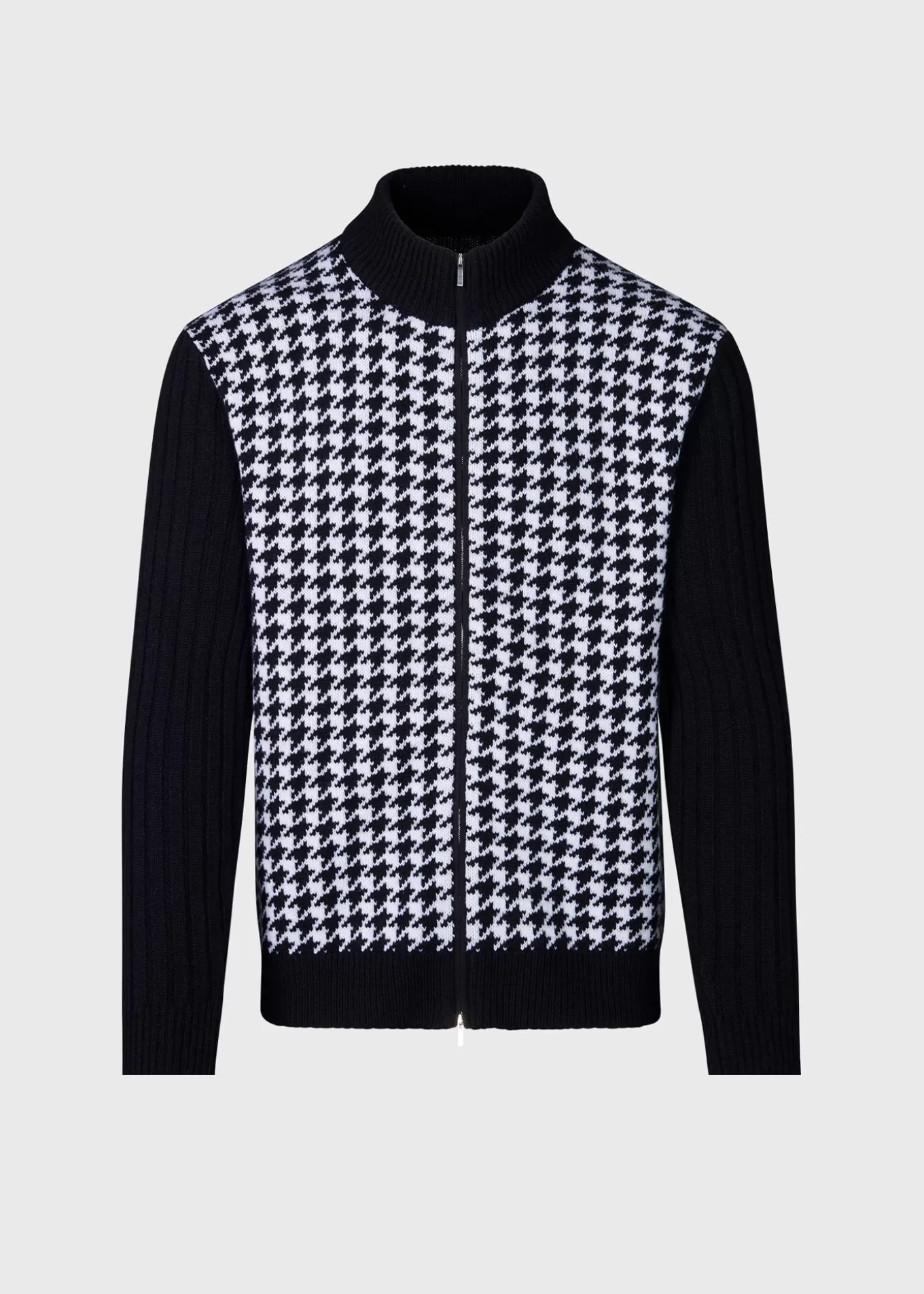 Cheap Cashmere Houndstooth Full Zip Sweater Sweaters