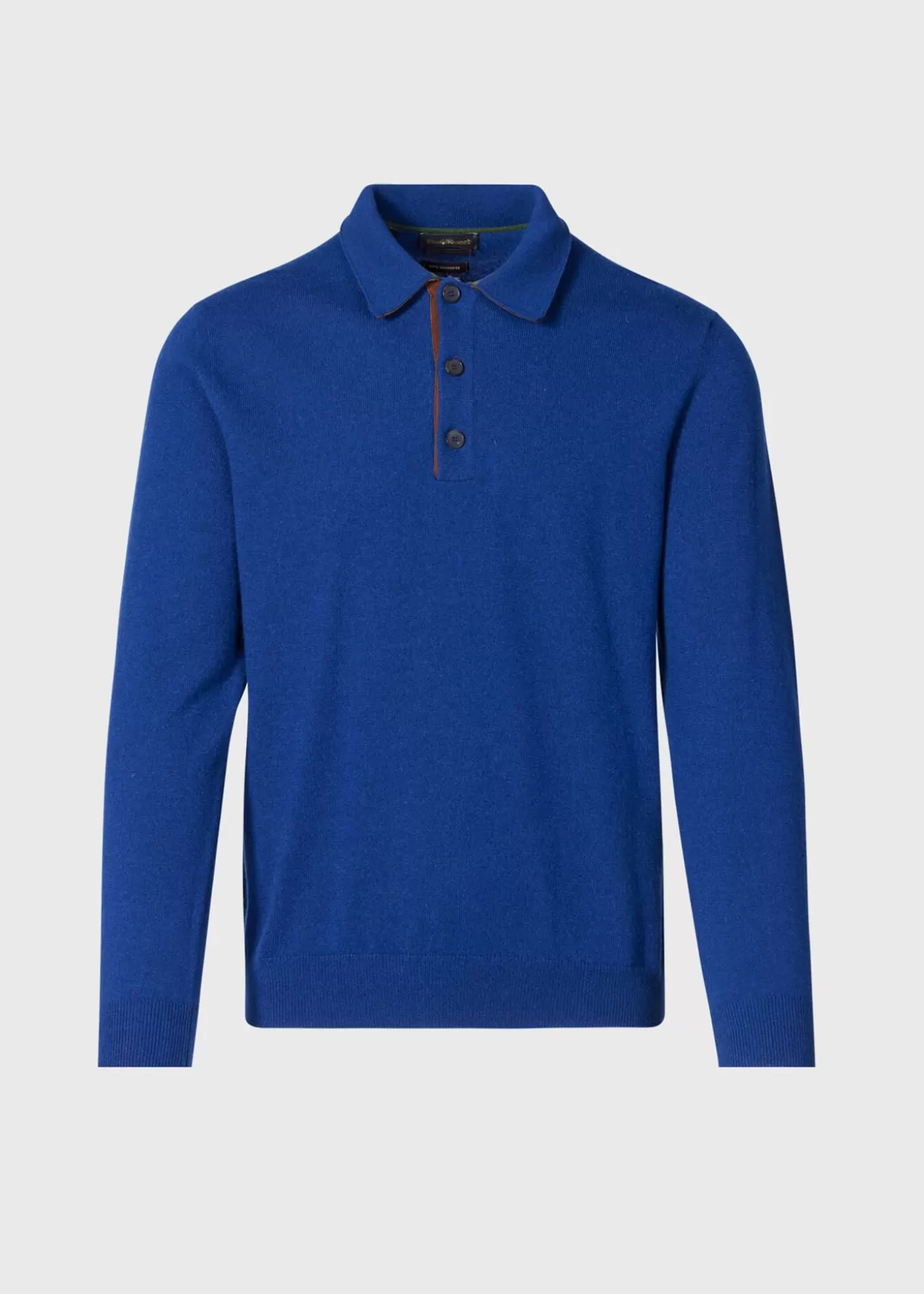 Best Sale Cashmere Long Sleeve Polo With Suede The Cashmere Shop | Sweaters