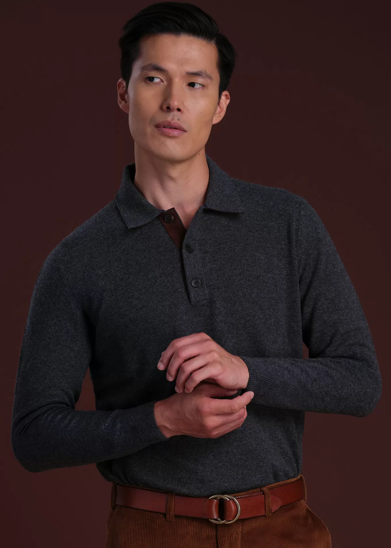 Cheap Cashmere Polo With Suede Trim Polos & T-Shirts | Sweaters