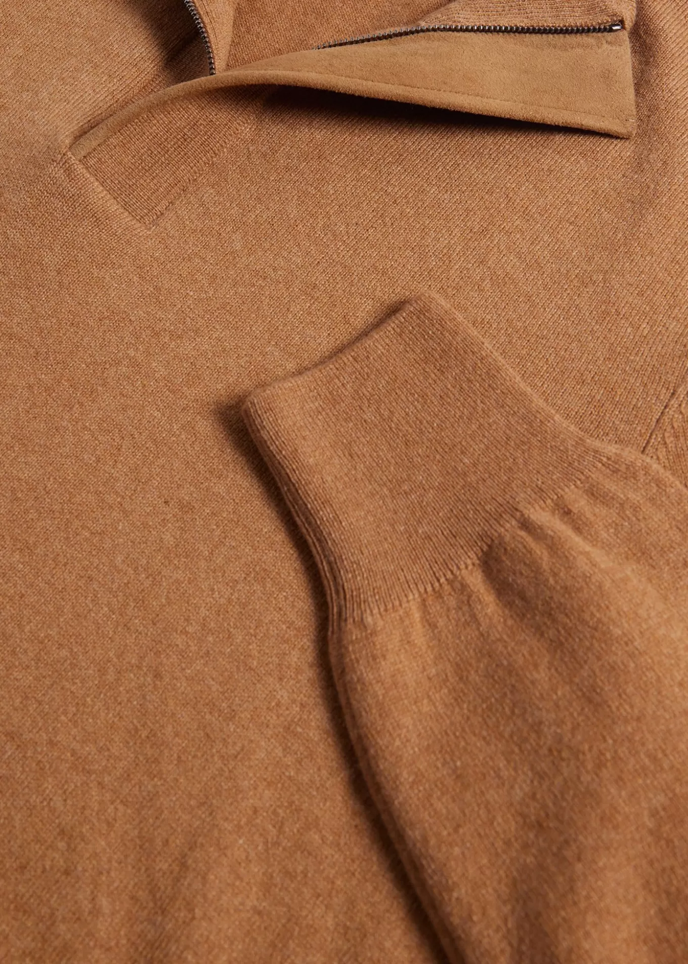 Discount Cashmere Quarter Zip With Suede Trim The Cashmere Shop | Sweaters