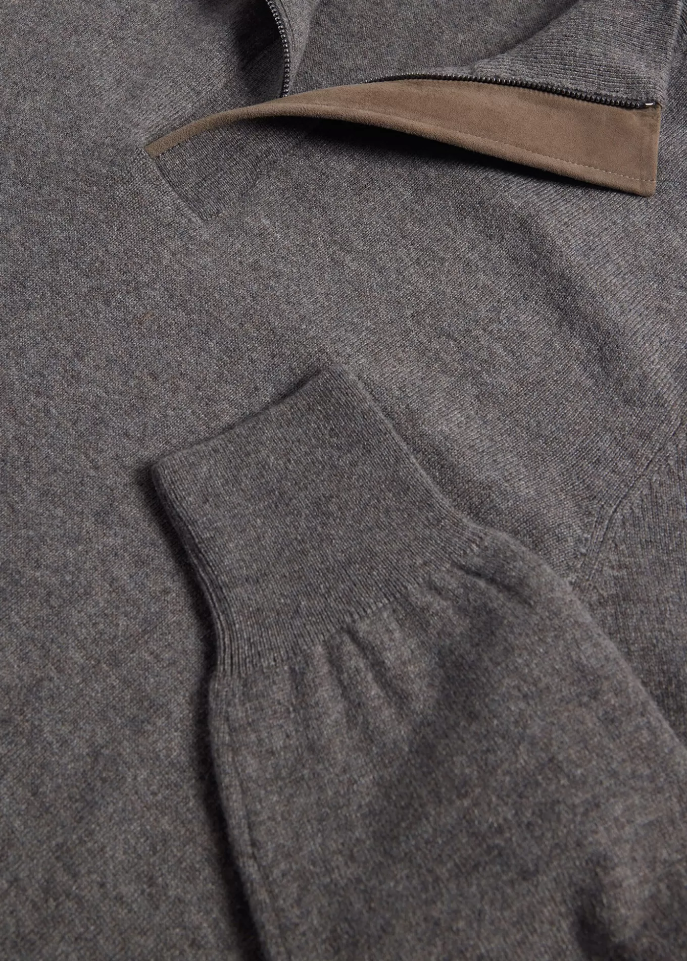 Shop Cashmere Quarter Zip With Suede Trim The Cashmere Shop | Sweaters