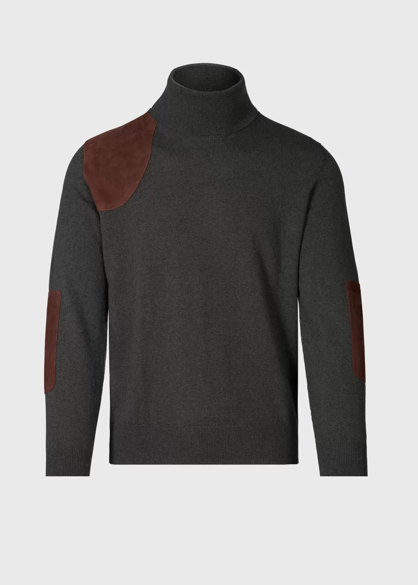 Discount Cashmere Turtleneck With Suede Gun Patch The Cashmere Shop