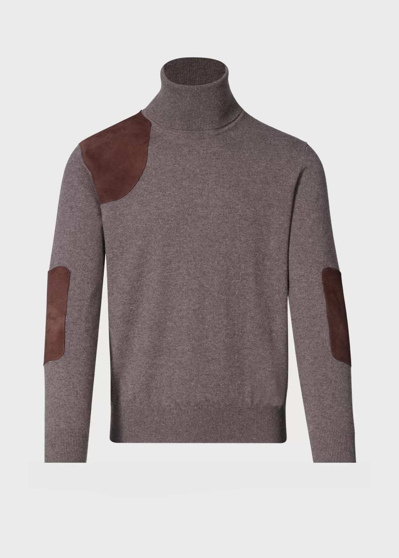 Outlet Cashmere Turtleneck With Suede Gun Patch The Cashmere Shop | Sweaters