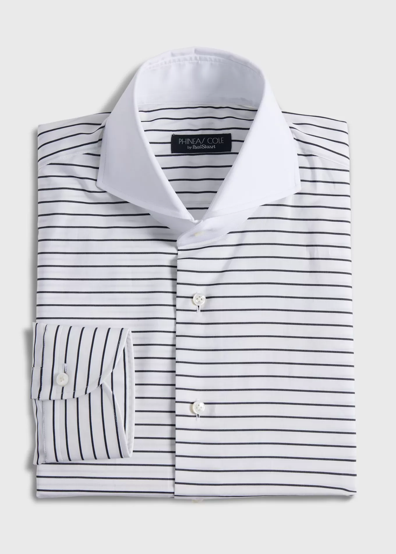 Fashion Contrast Collar Horizontal Stripe Dress Shirt Formal Shop