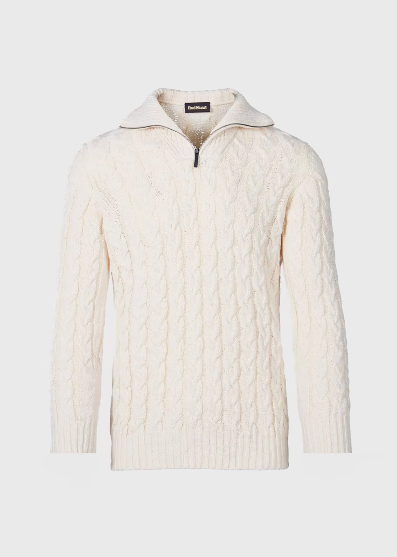 Sale Cotton Cable Zip Neck Pullover Sweaters