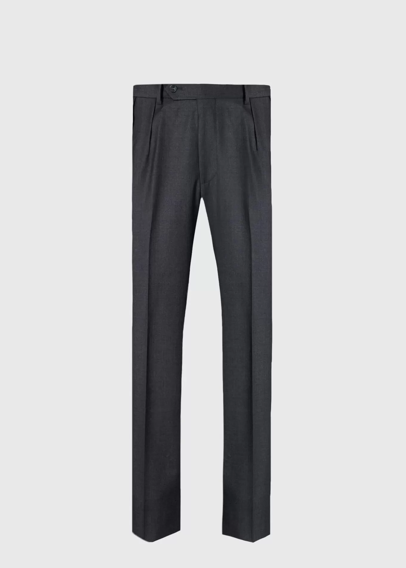 Cheap Dark Grey Super 110s Wool Pleated Trouser Dress Pants