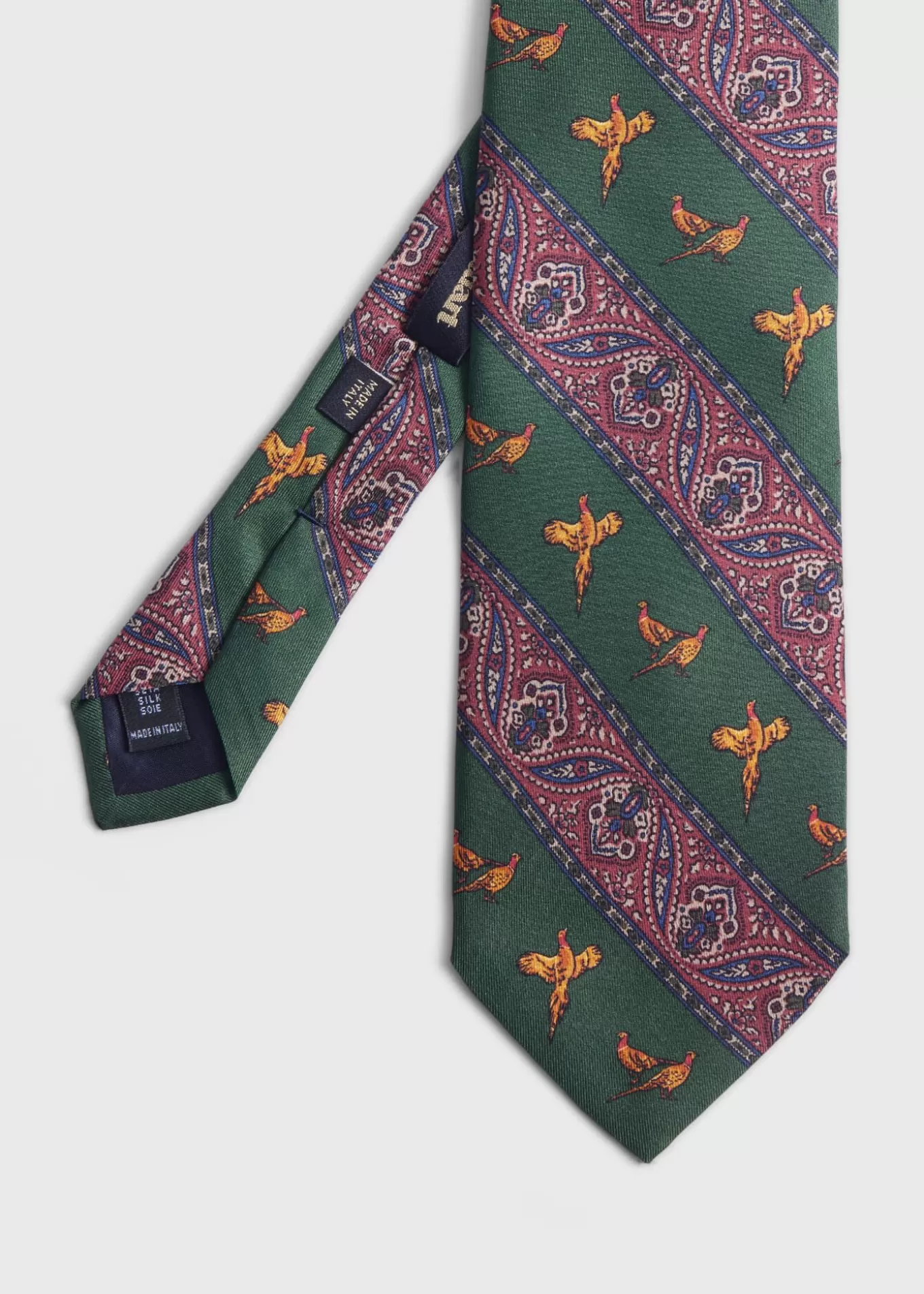 Clearance Deco Stripe And Bird Print Tie Ties