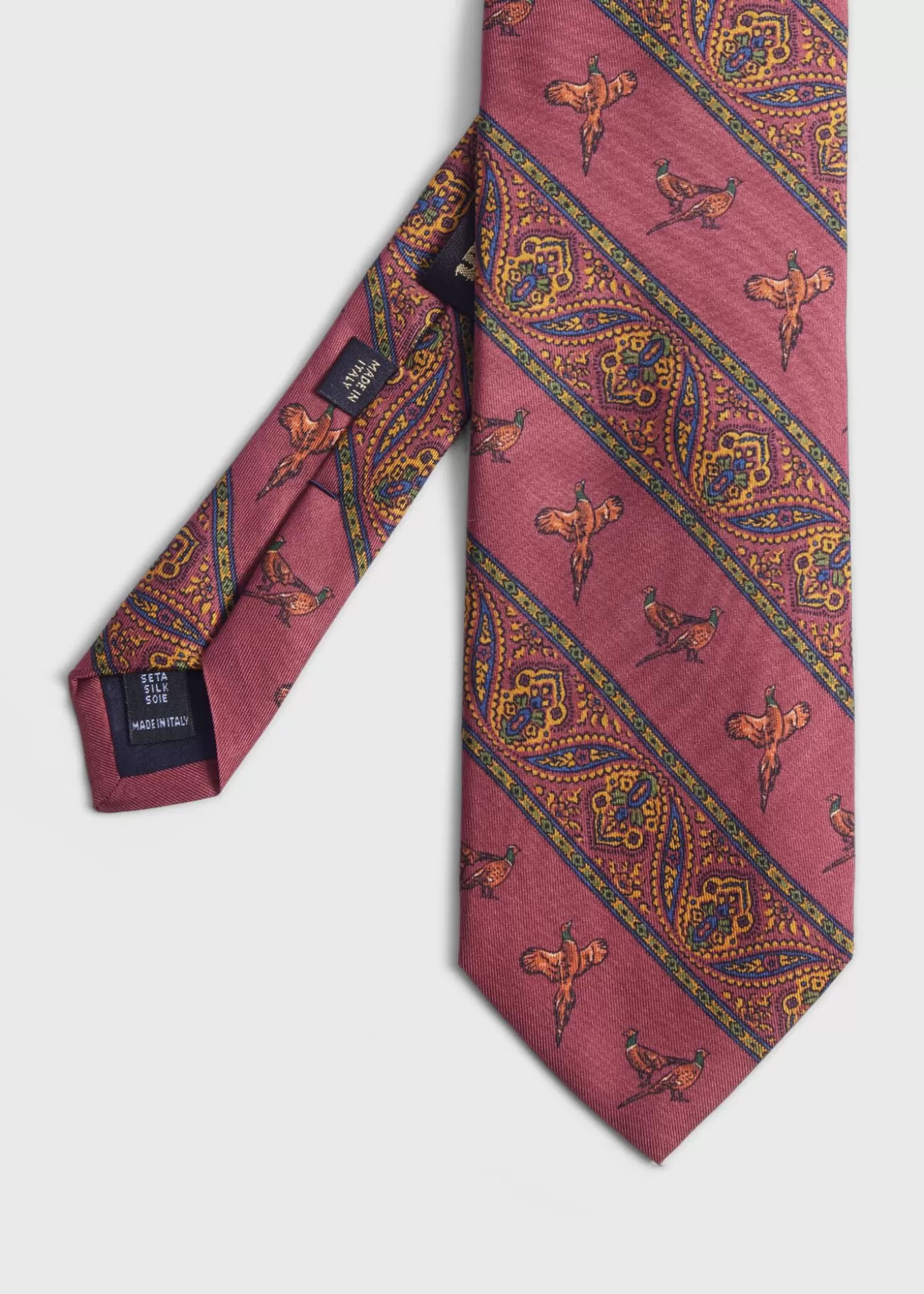 Clearance Deco Stripe And Bird Print Tie Ties