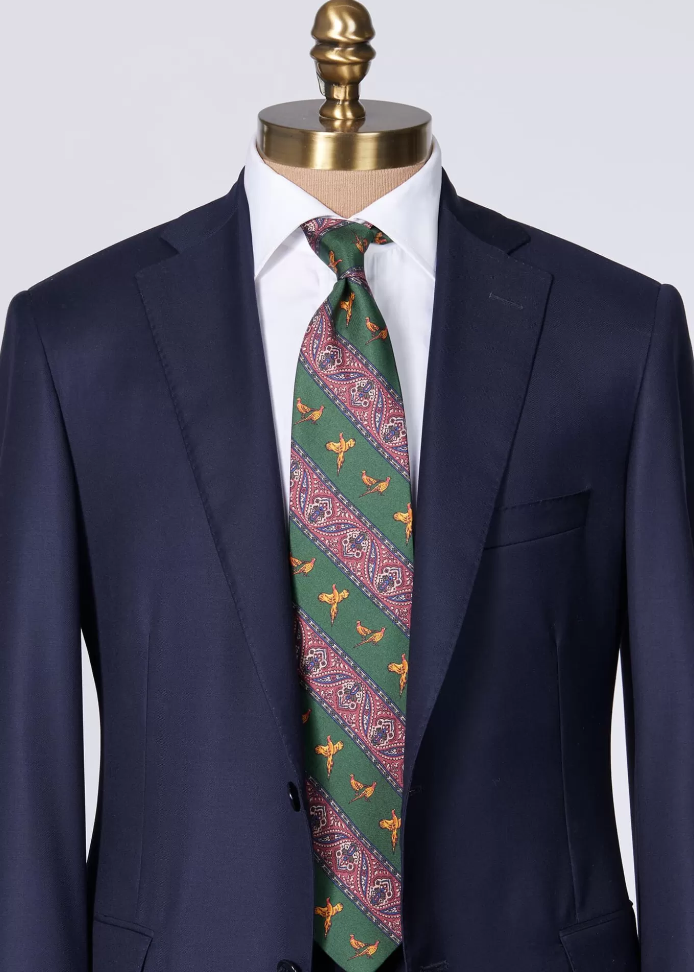 Clearance Deco Stripe And Bird Print Tie Ties