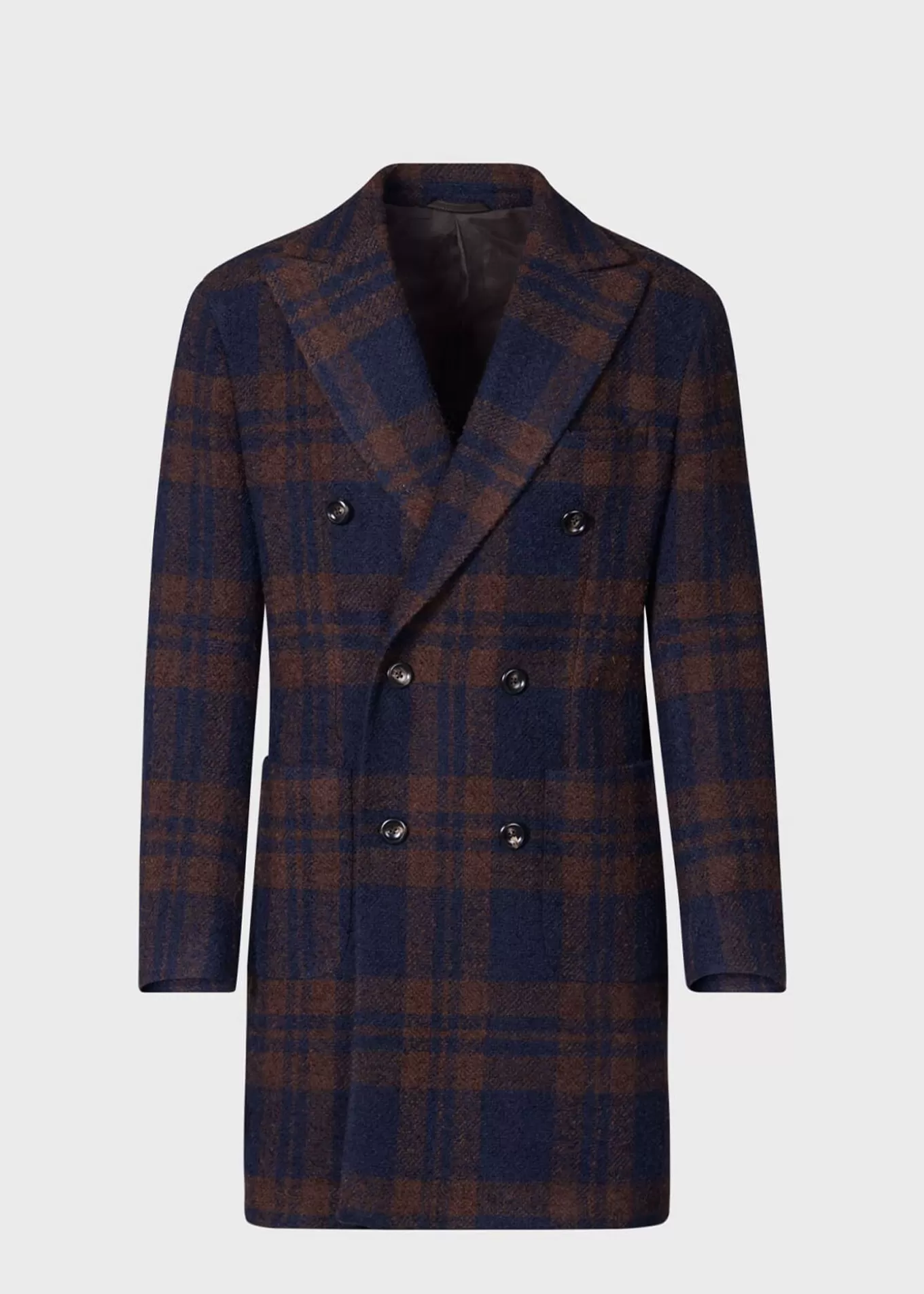 Store Double Breasted Boucle Plaid Coat Overcoats | Outerwear