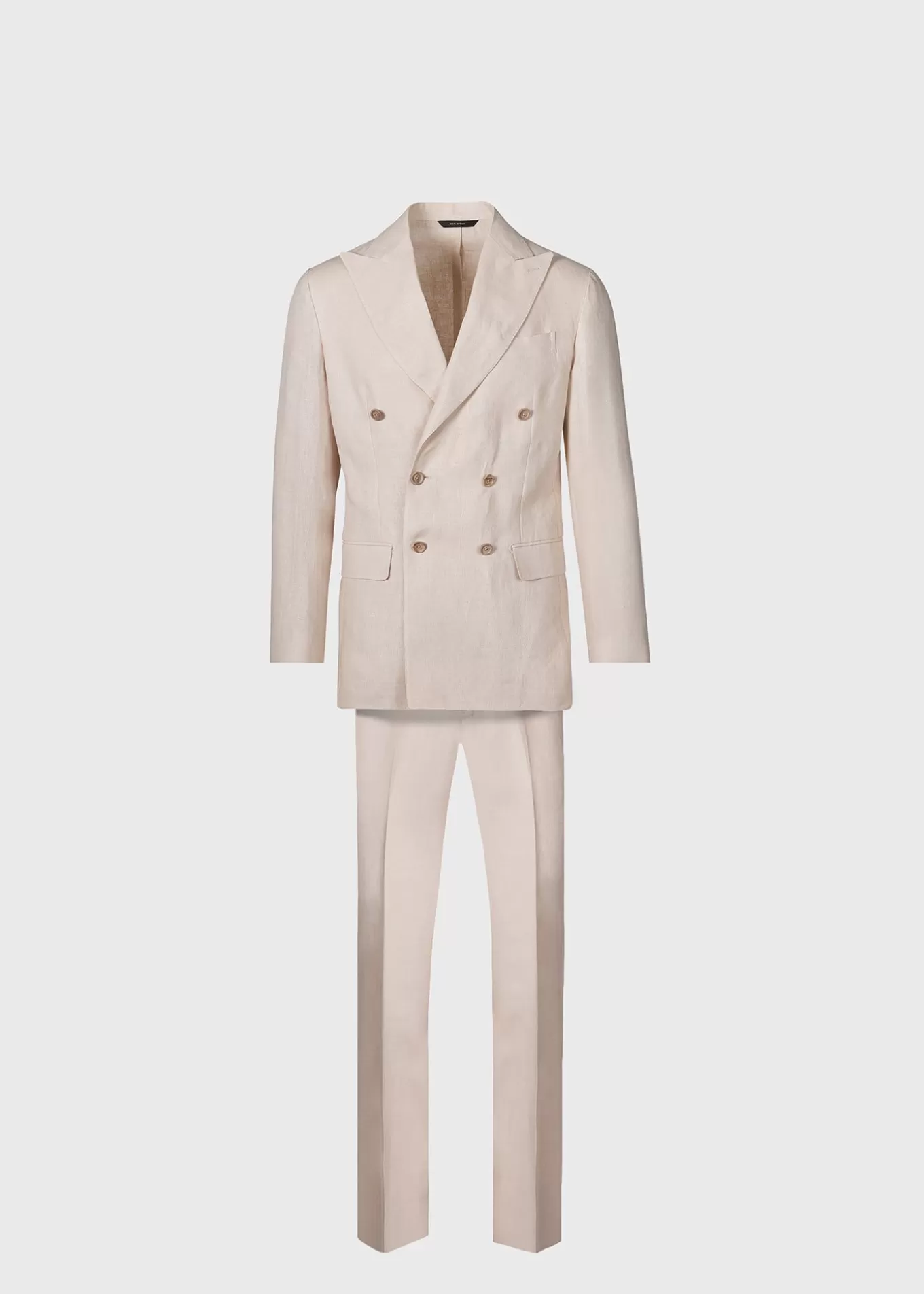 Outlet Double Breasted Linen Suit Suits & Tuxedos