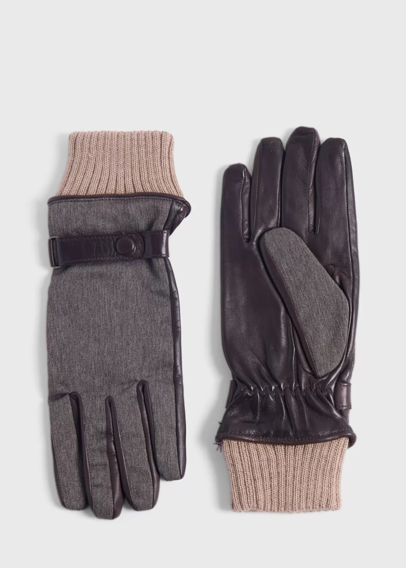 Online Herringbone & Leather Gloves Scarves, Hats, Gloves