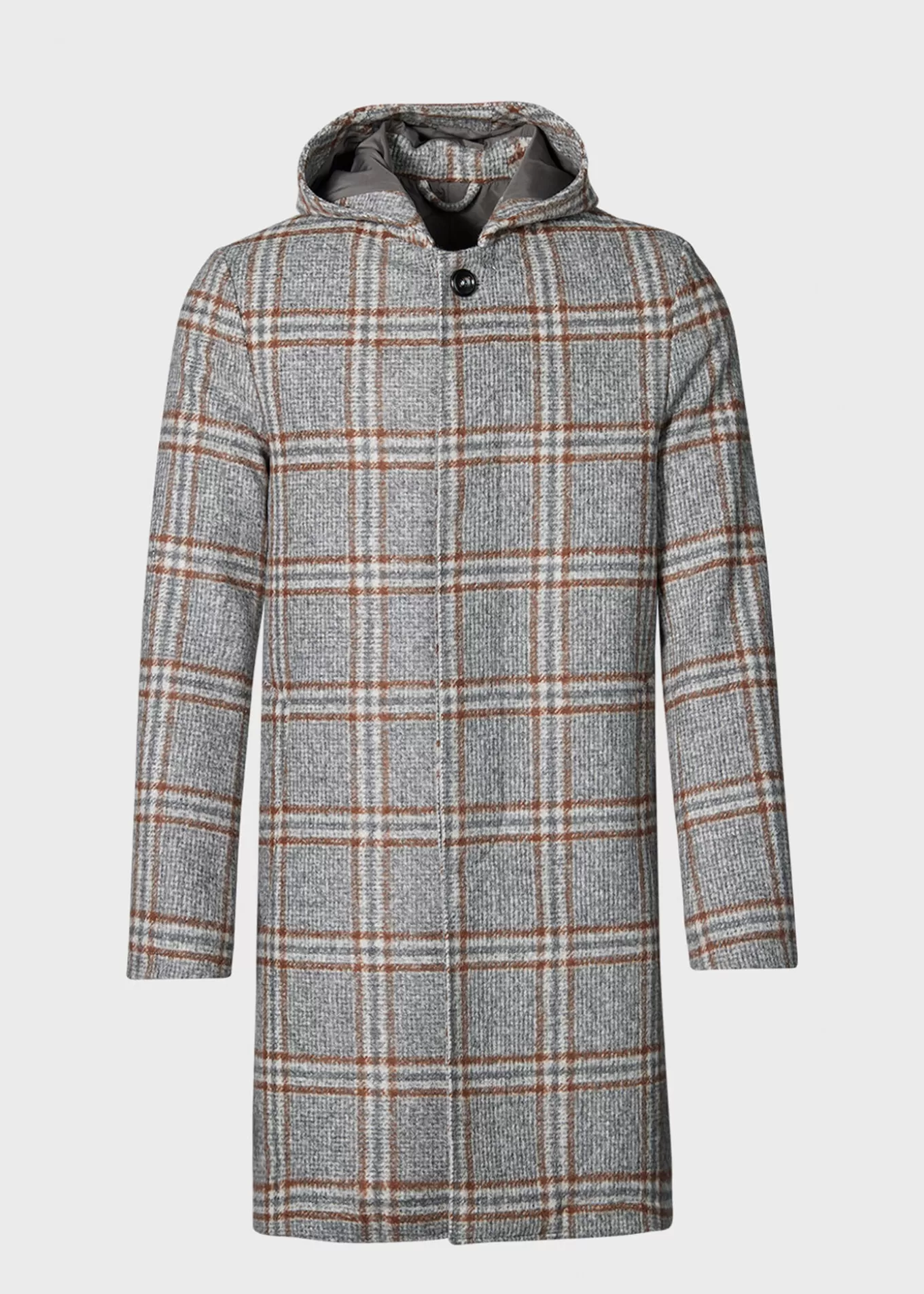 Clearance Hooded Plaid Coat Outerwear