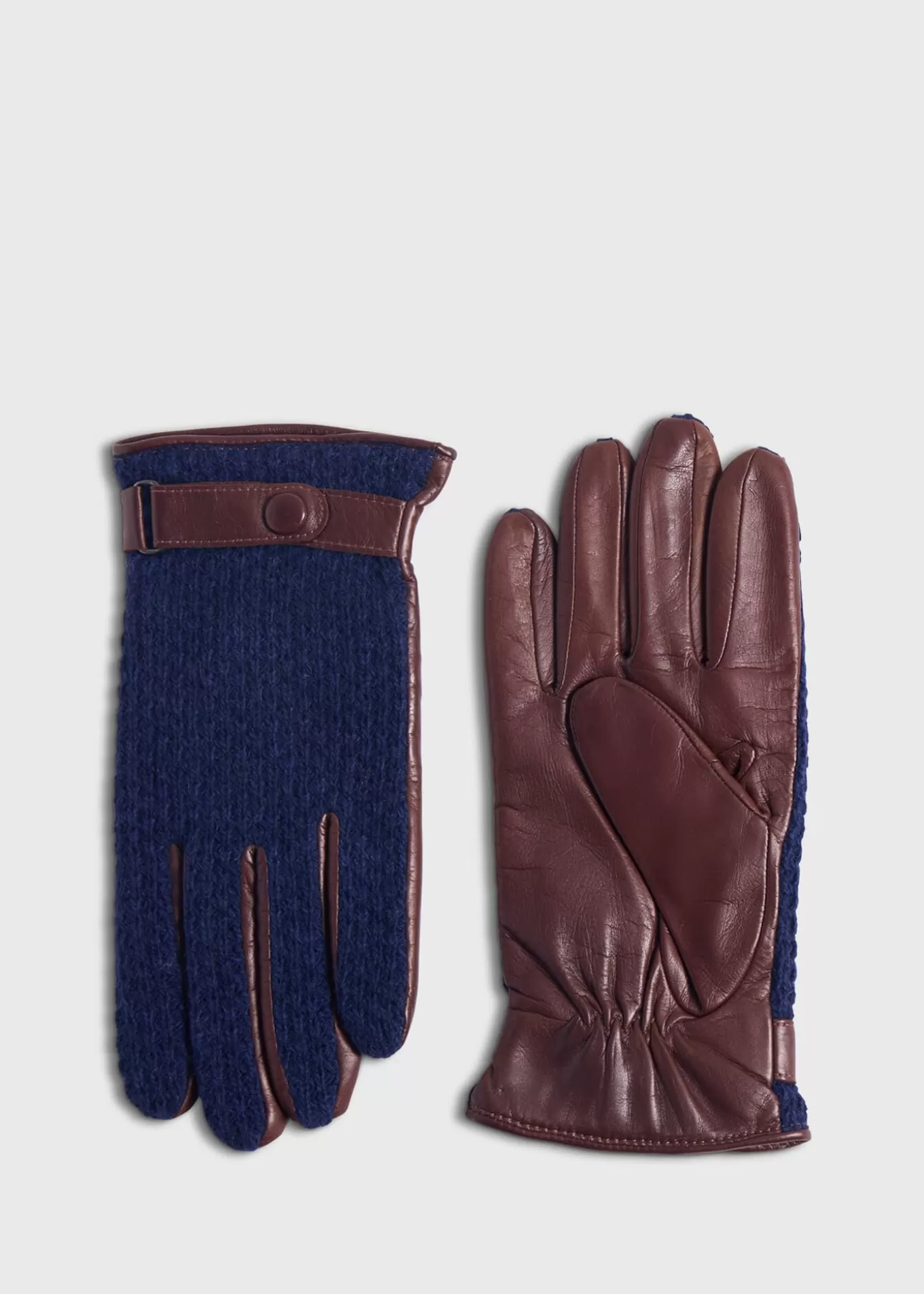 Outlet Knit And Leather Two Tone Glove Scarves, Hats, Gloves