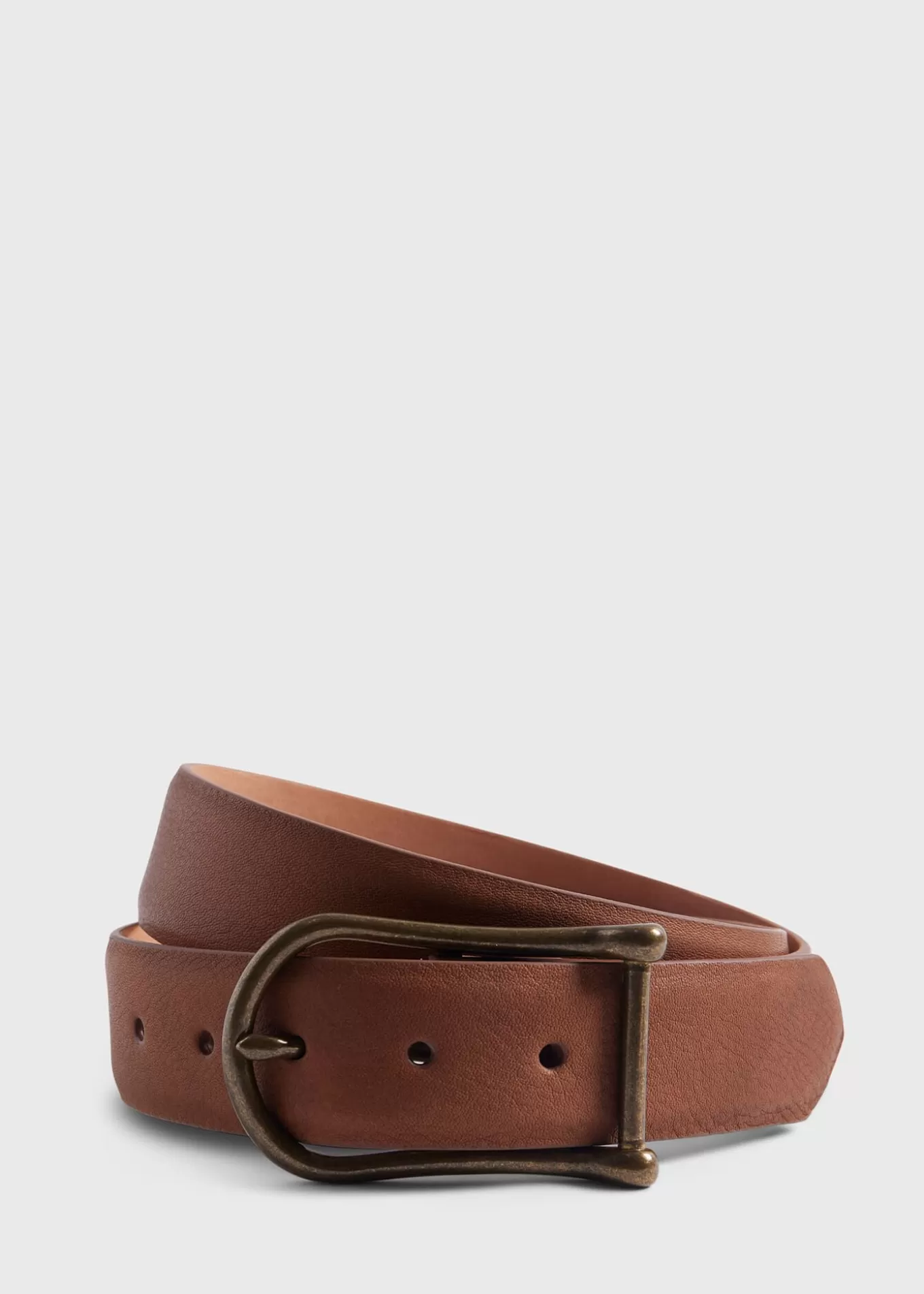 Outlet Leather Belt With Brass Buckle Belts