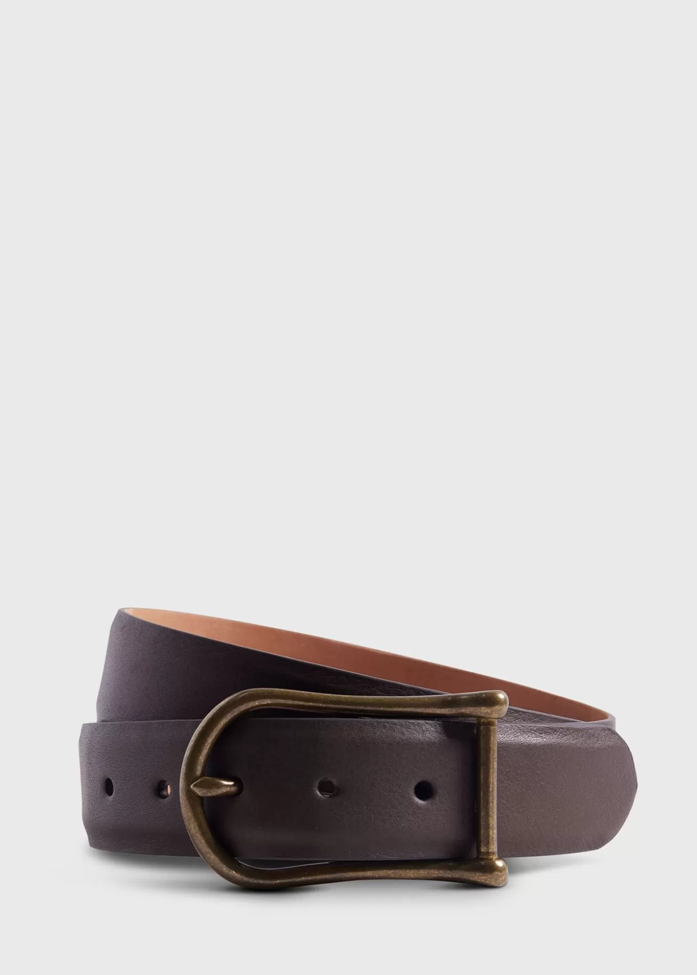 Outlet Leather Belt With Brass Buckle Belts