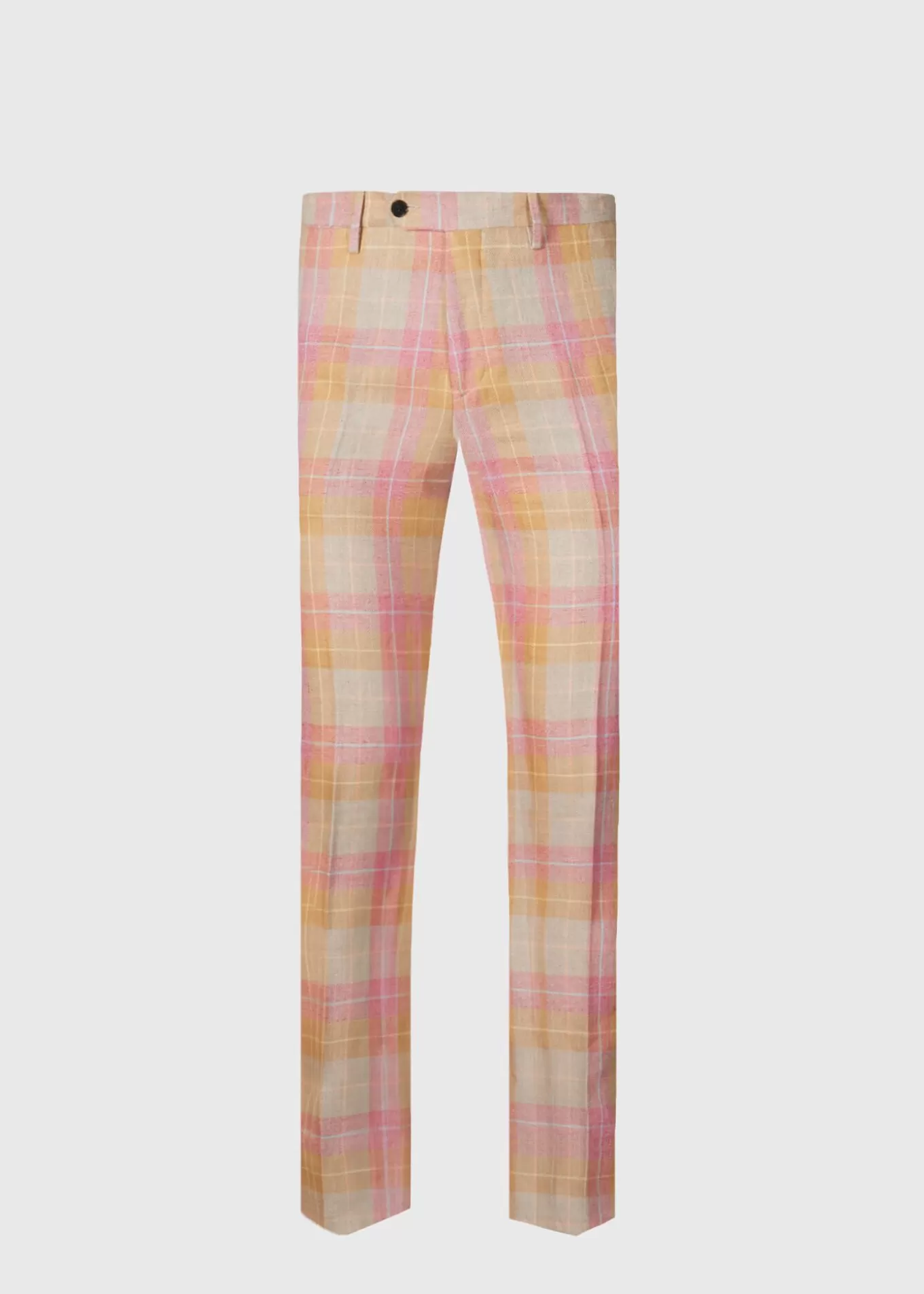 Fashion Linen & Cotton Plaid Trousers Dress Pants | Pants