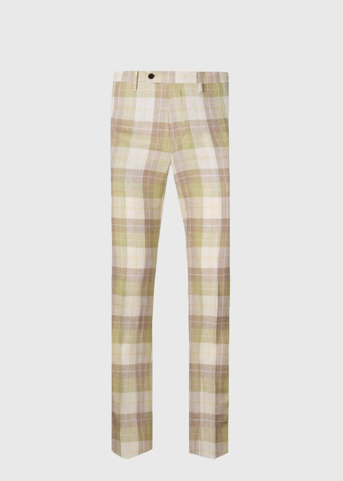 Fashion Linen & Cotton Plaid Trousers Dress Pants | Pants