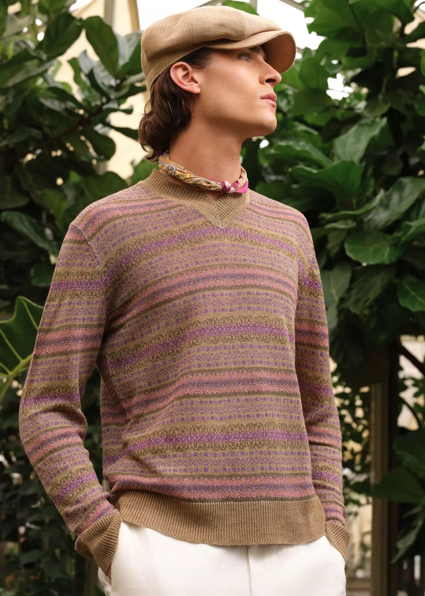 New Linen Fair Isle V-neck Sweater Sweaters