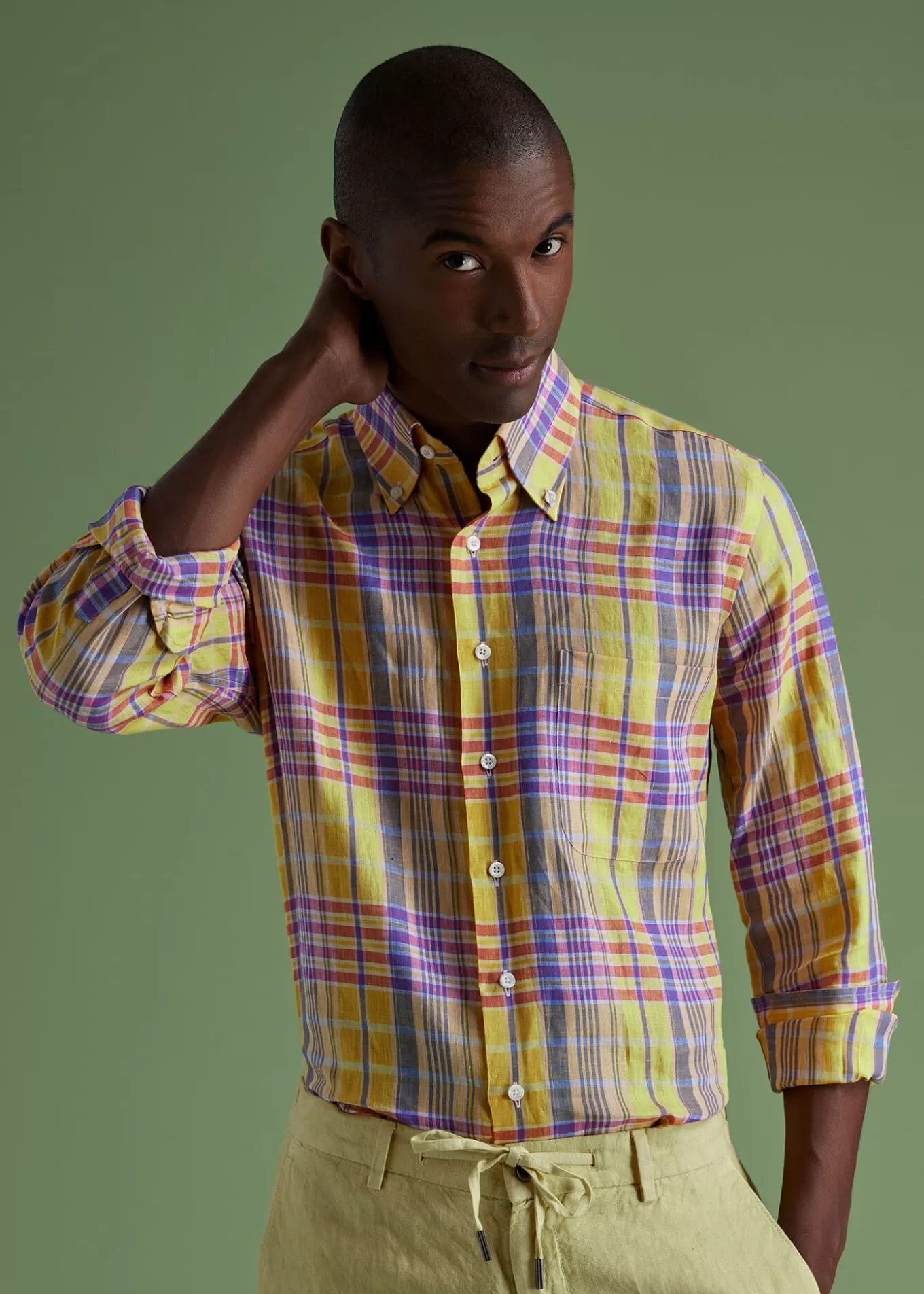 Cheap Linen Plaid Sport Shirt Sport Shirts