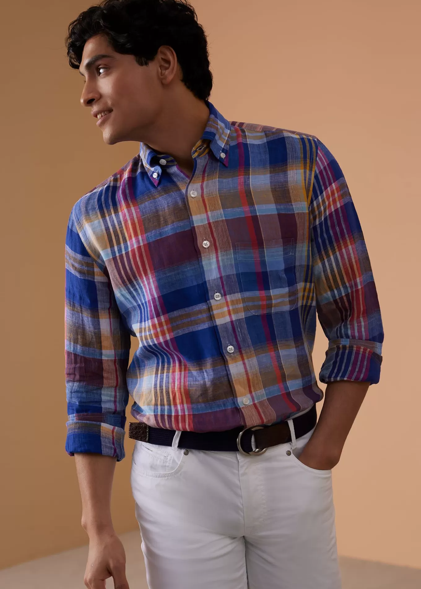 Store Linen Plaid Sport Shirt Sport Shirts