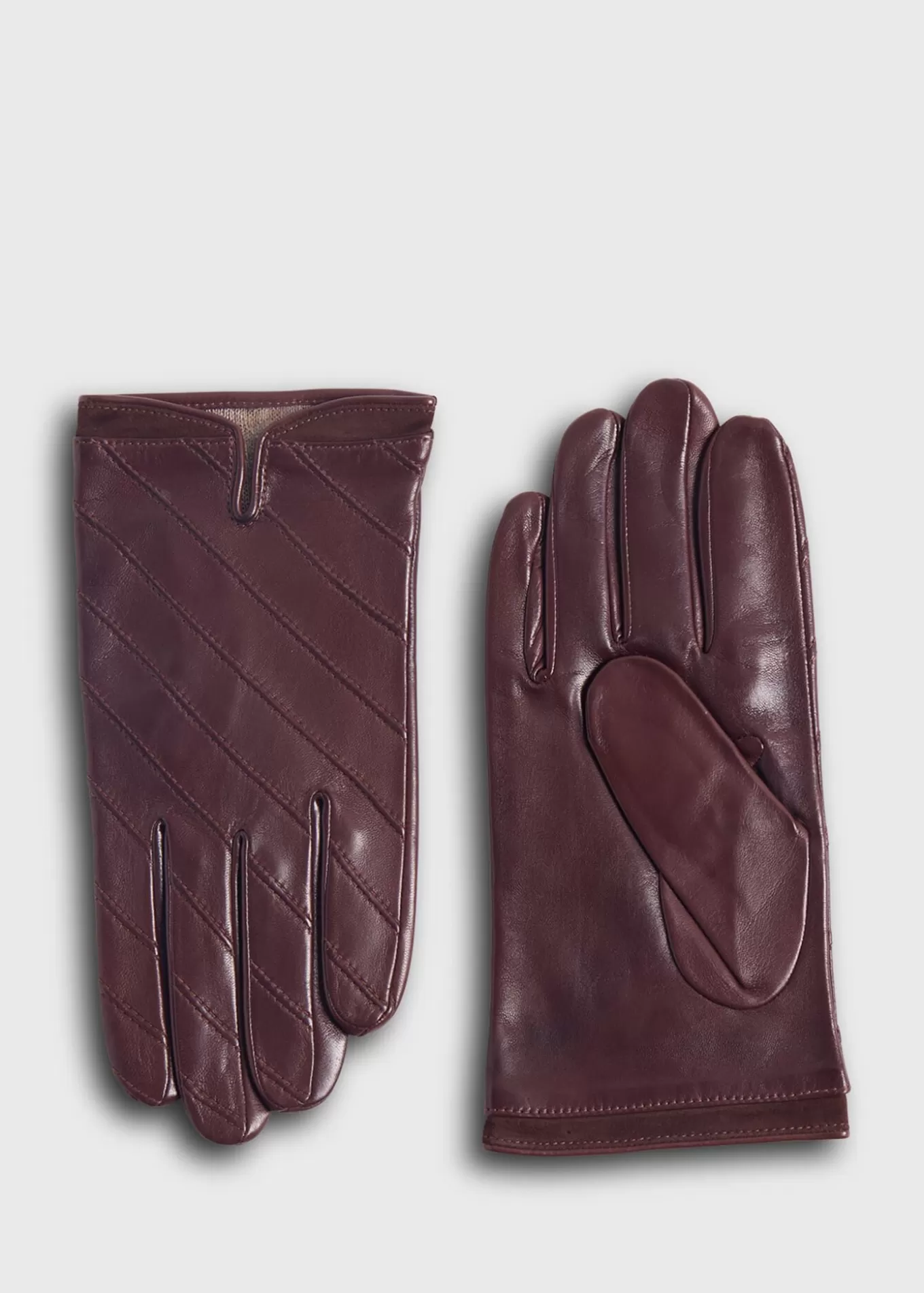 Hot Nappa Leather Glove With Diagonal Stitching Scarves, Hats, Gloves