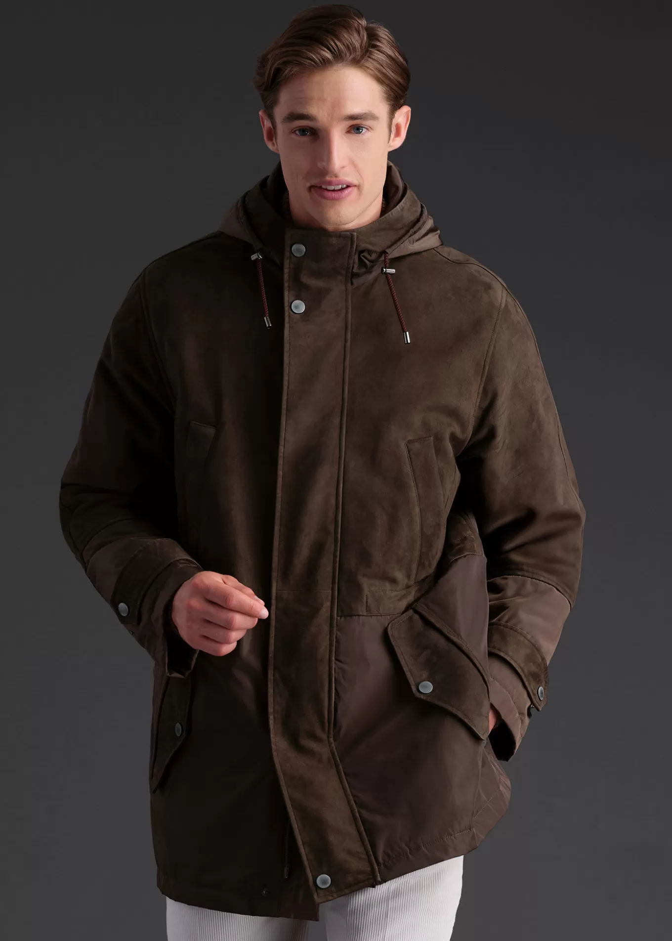 Shop Nylon And Nubuck Parka Outerwear