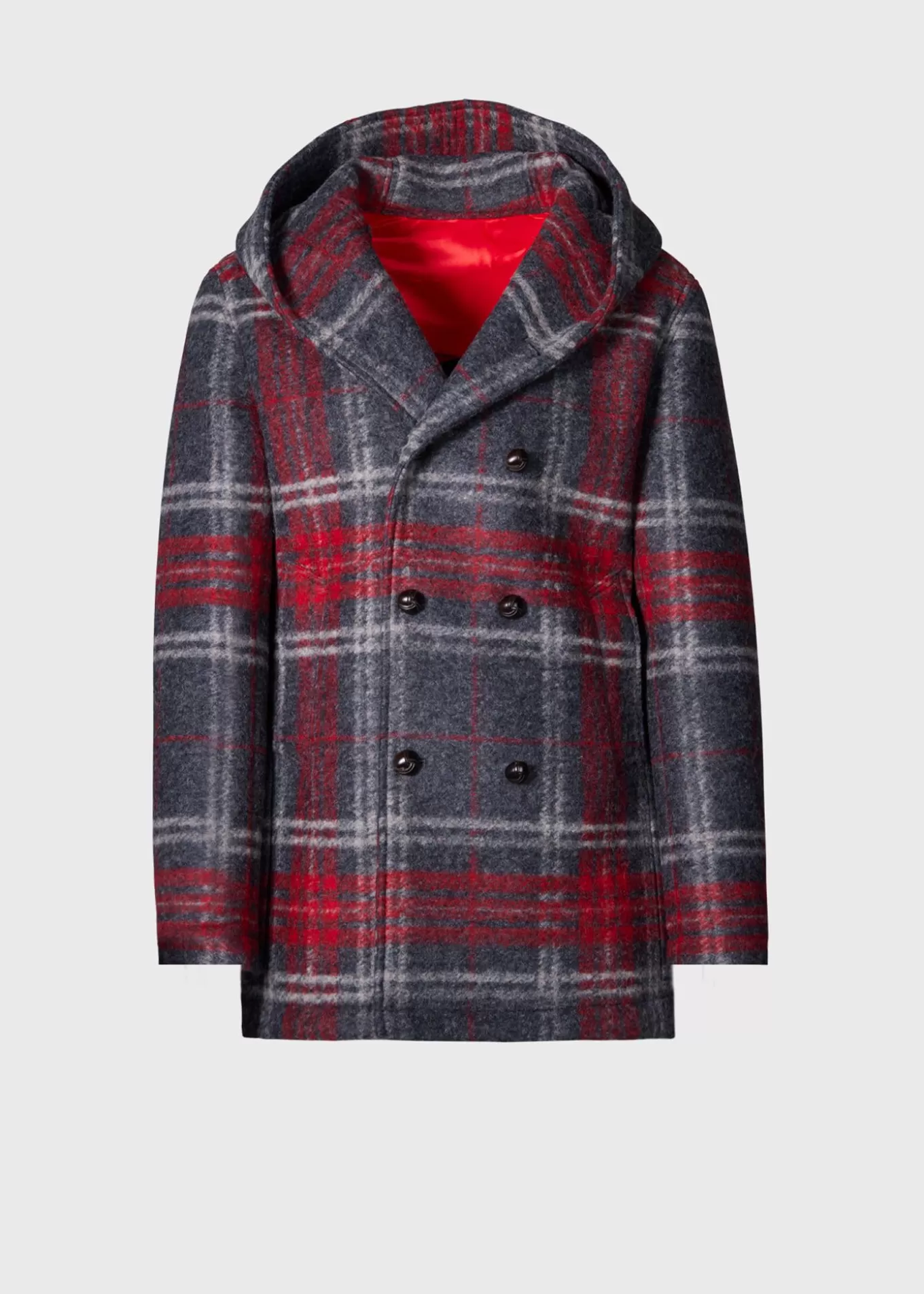 Shop Plaid Hooded Coat Outerwear