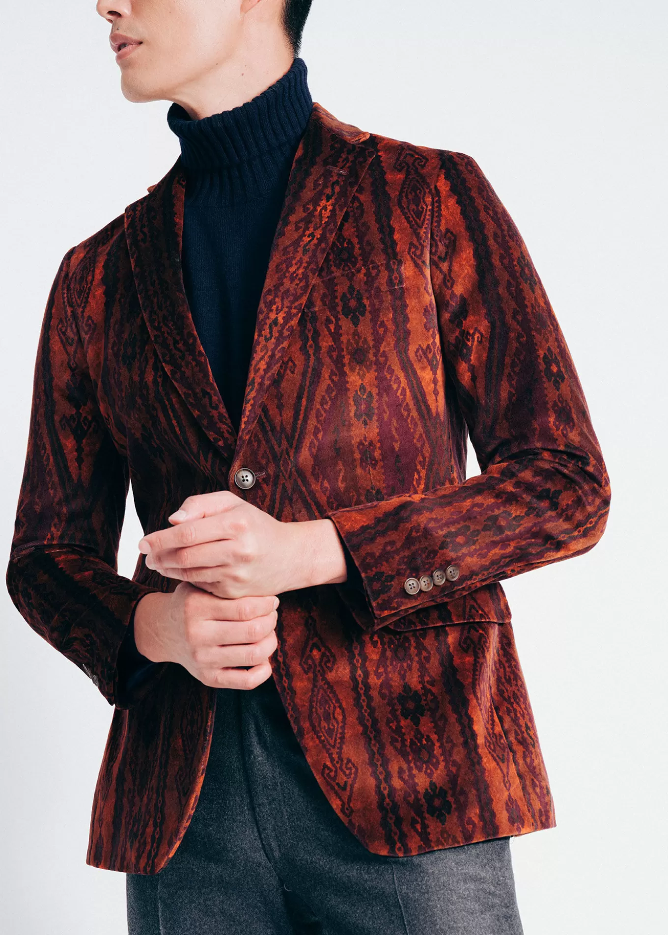 Outlet Printed Cotton Velvet Jacket Blazers & Jackets