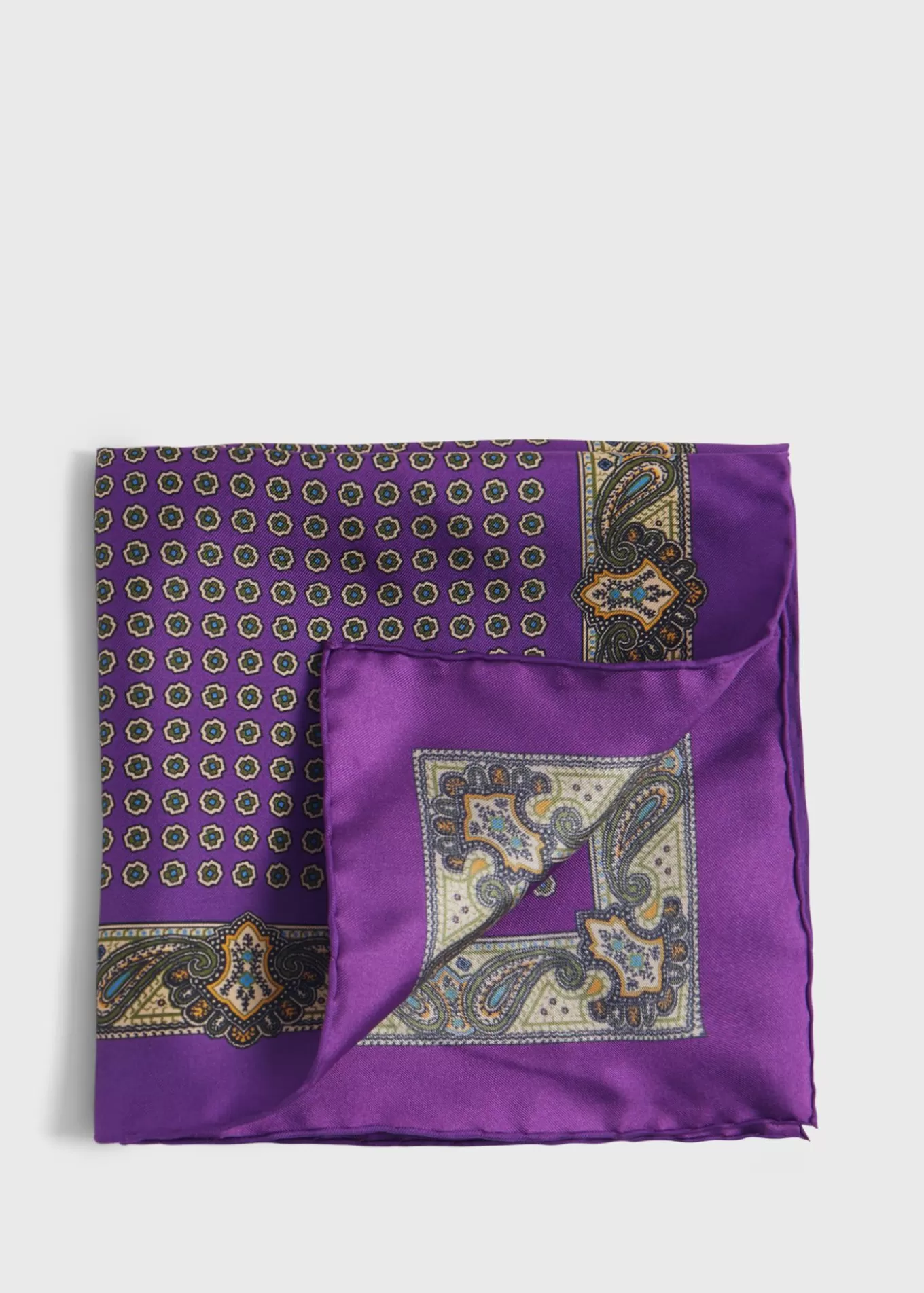 New Printed Silk Medallion And Paisley Pocket Square Pocket Squares