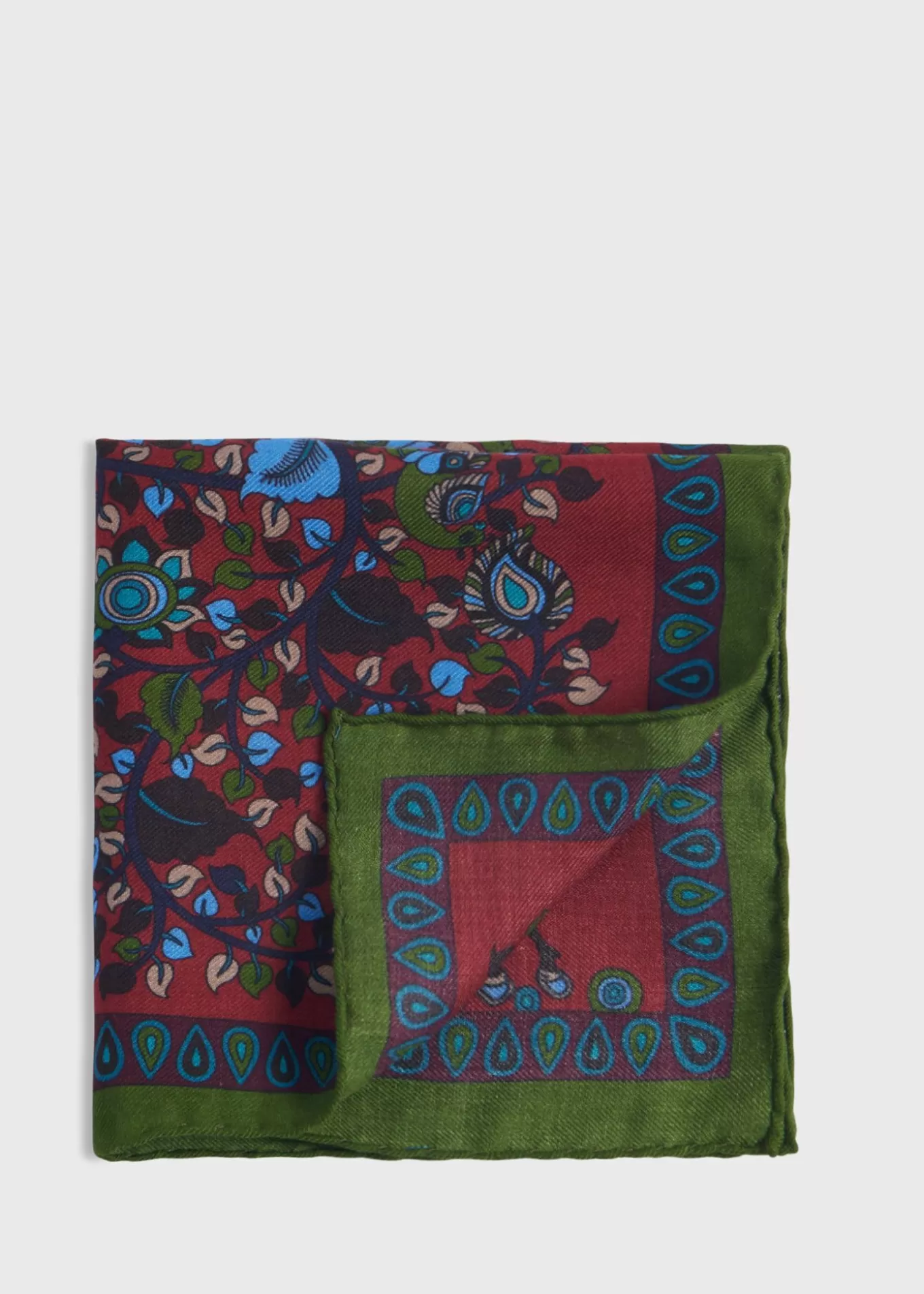 New Printed Tree And Deer Pocket Square Pocket Squares | The Cashmere Shop