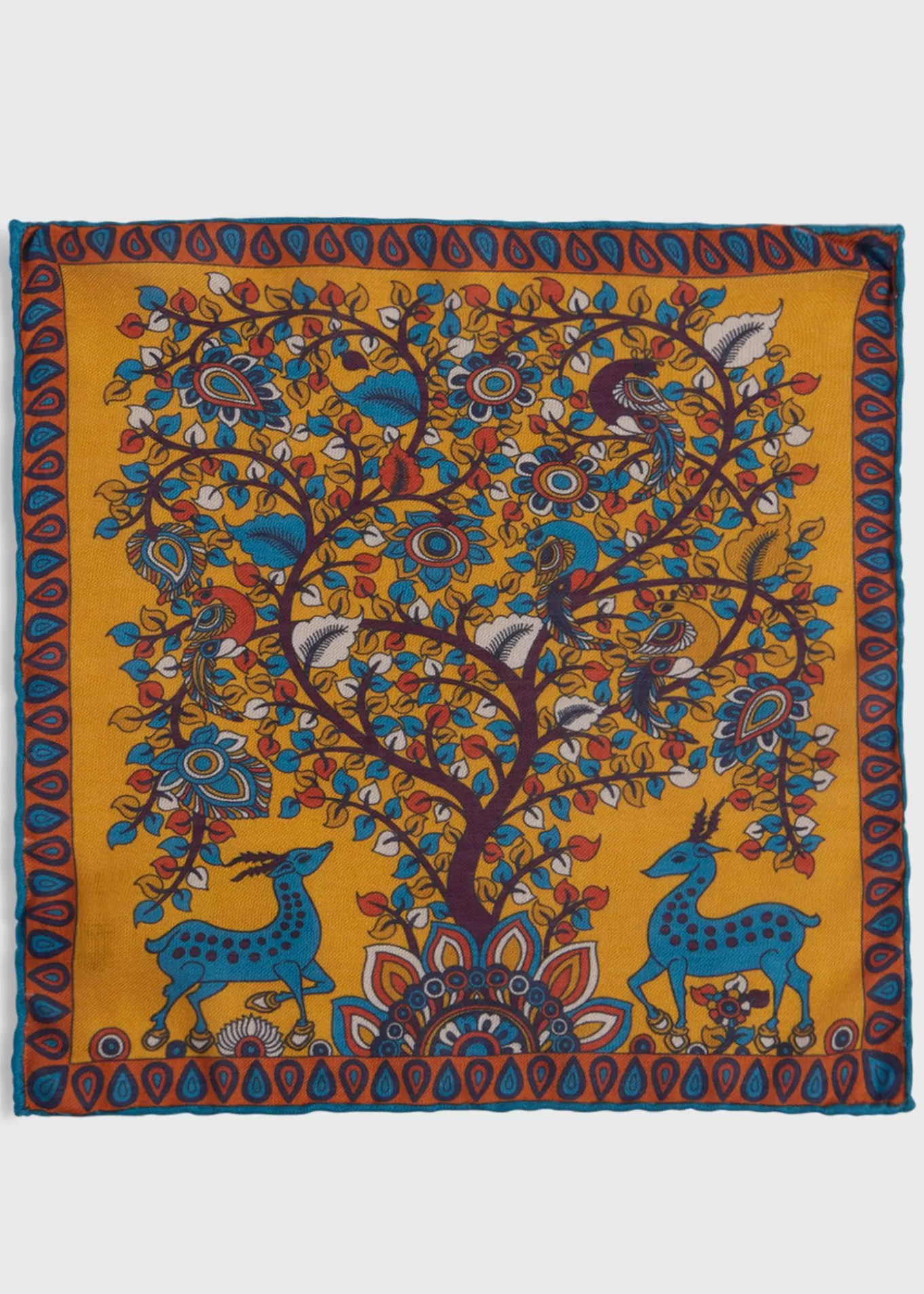 Best Printed Tree And Deer Pocket Square Pocket Squares | The Cashmere Shop