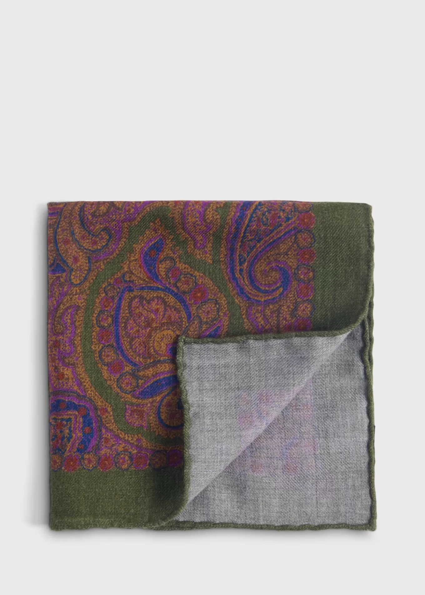 Shop Printed Wool Flannel Paisley Pocket Square Pocket Squares