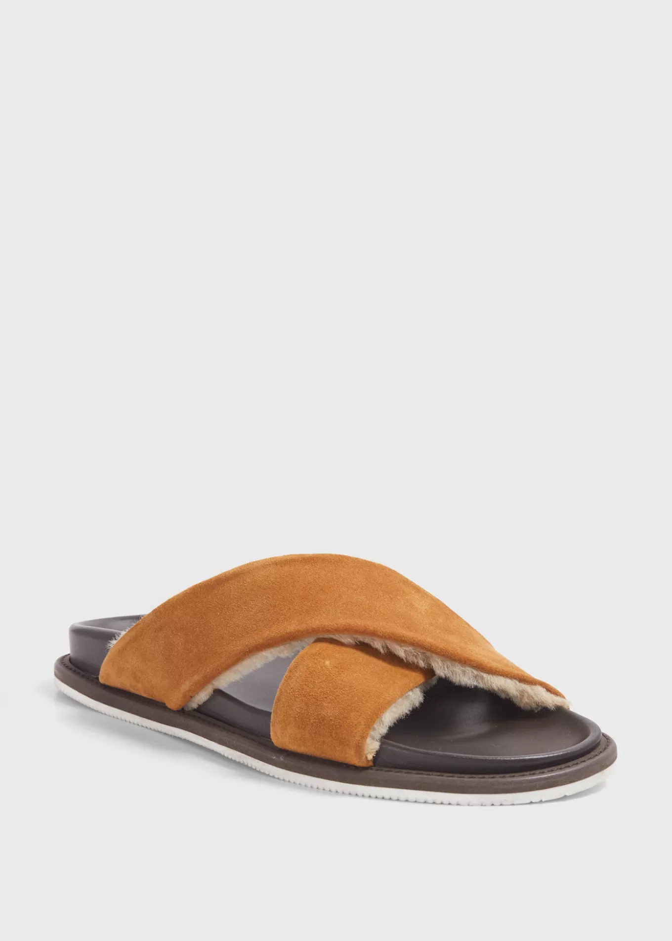 Cheap Punta III Shearling Crossover Slide Sandals