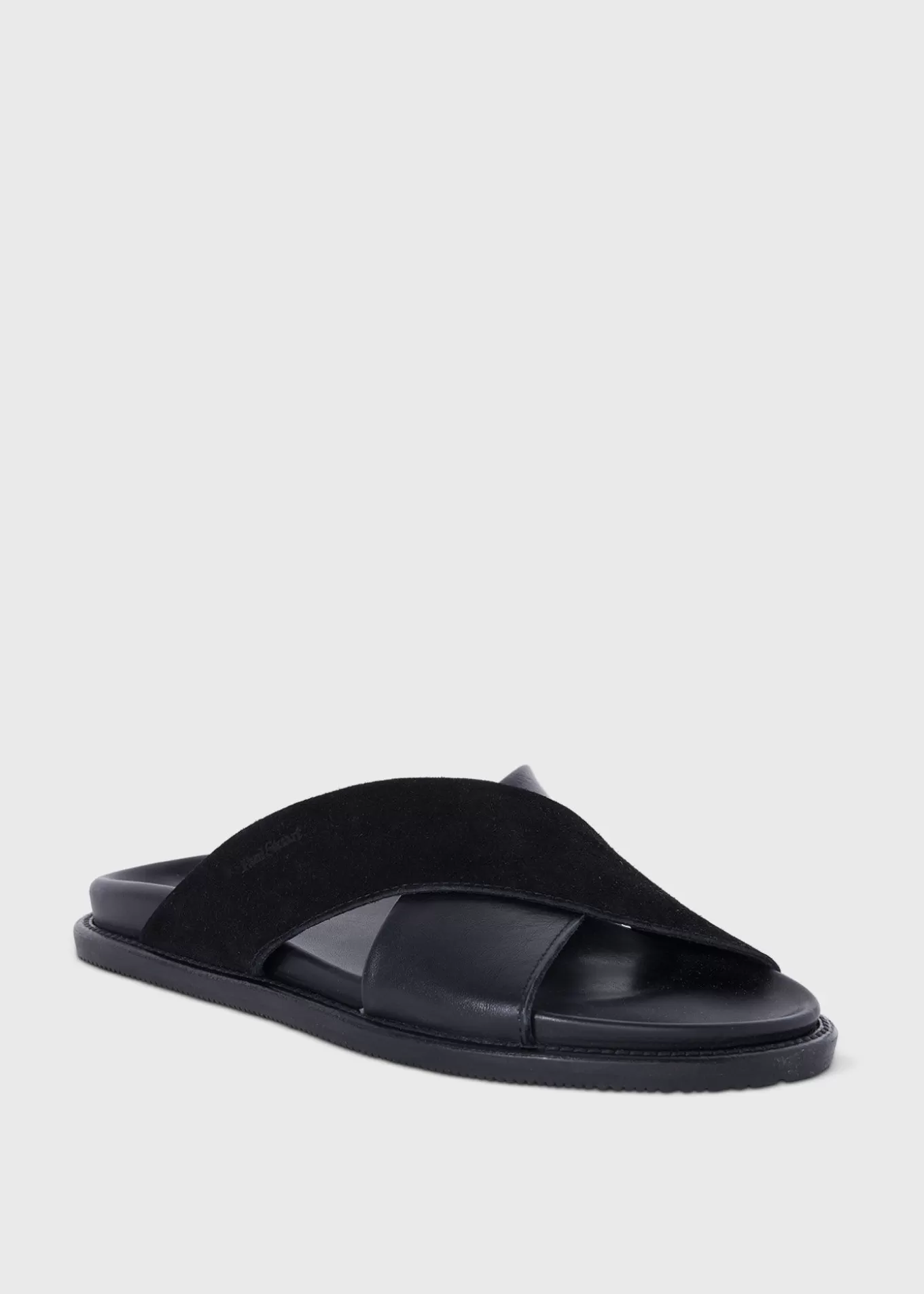 Clearance Punta Leather & Suede Crossover Slide Sandals