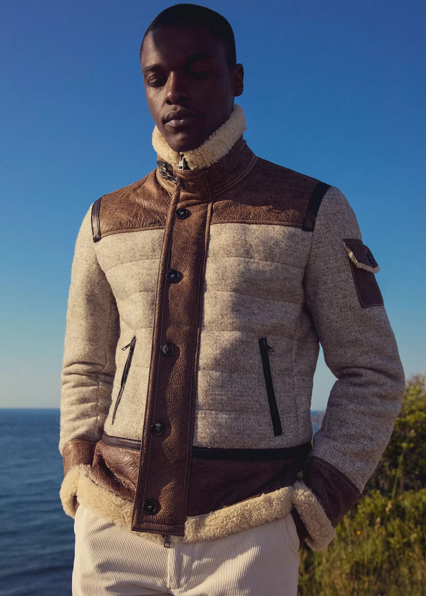 New Quilted Jacket With Suede And Shearling Trim Outerwear