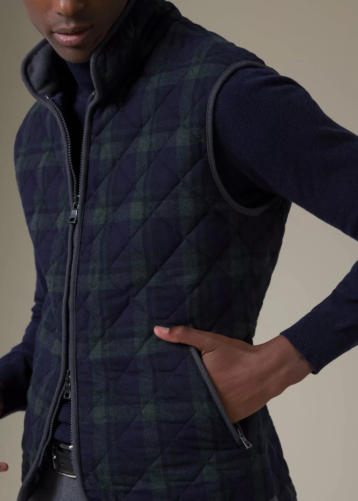 Discount Quilted Wool Plaid Vest Vests | Outerwear