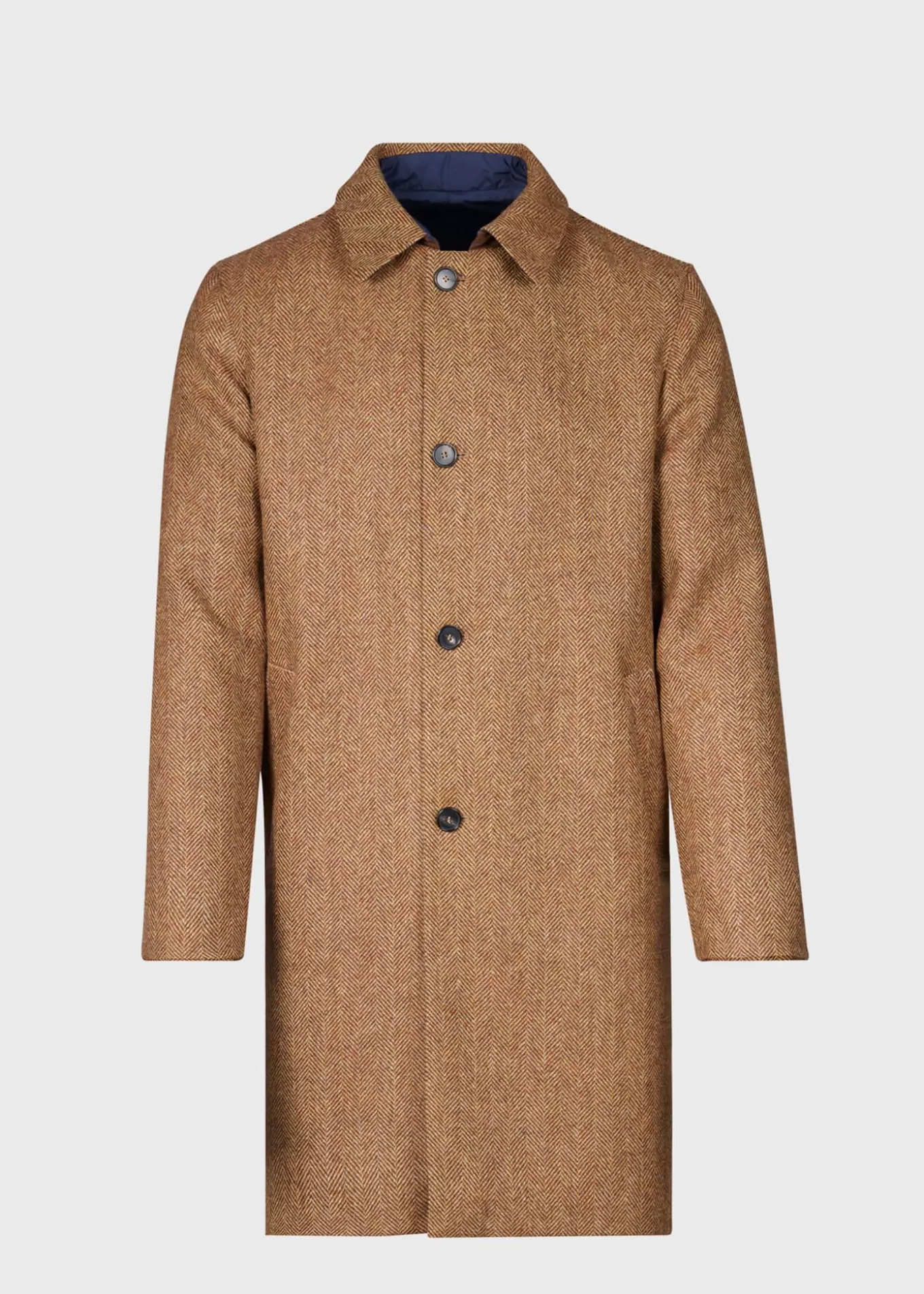 Sale Shetland Wool Herringbone Reversible Coat Overcoats | Outerwear