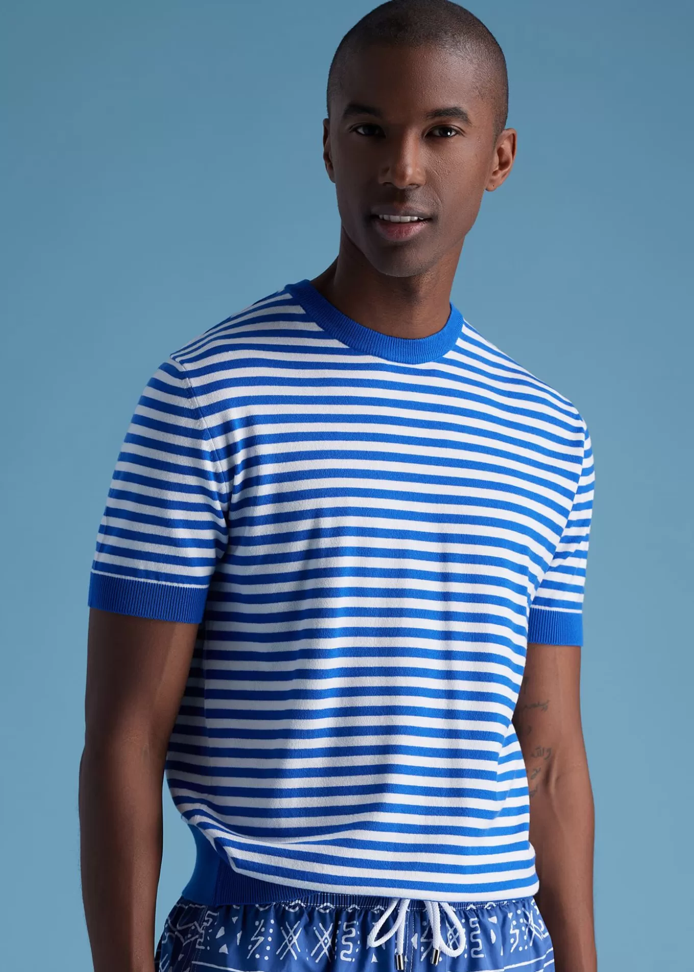 New Stripe Knit Short Sleeve Crewneck Polos & T-Shirts