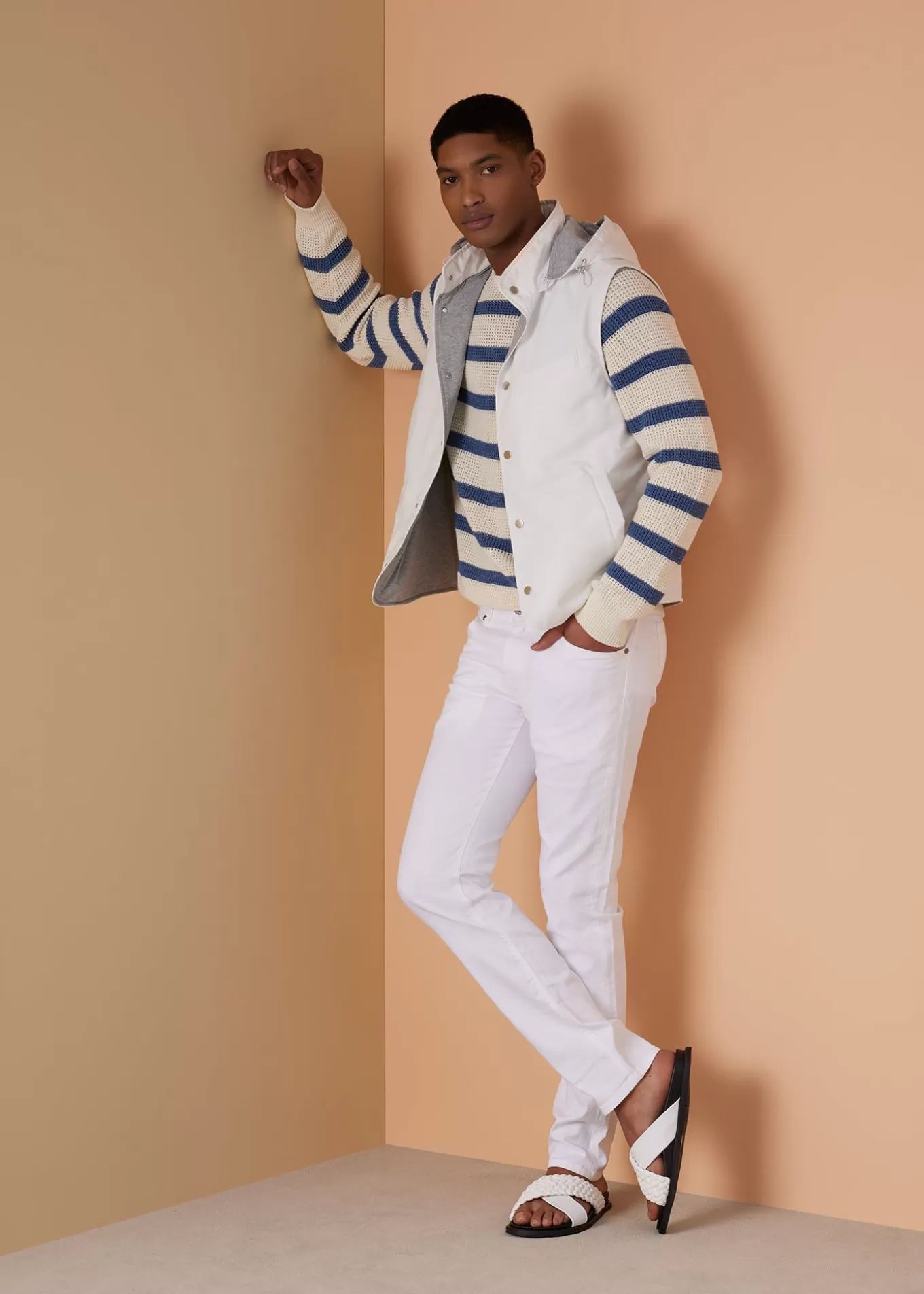 Shop Striped Cotton Crewneck Sweater Sweaters