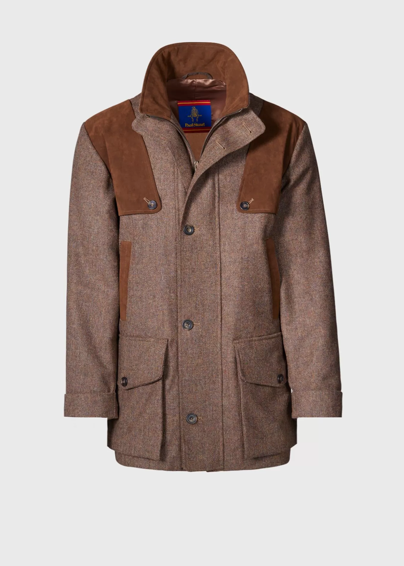 Store Tweed Hunting Jacket With Suede Trim Outerwear