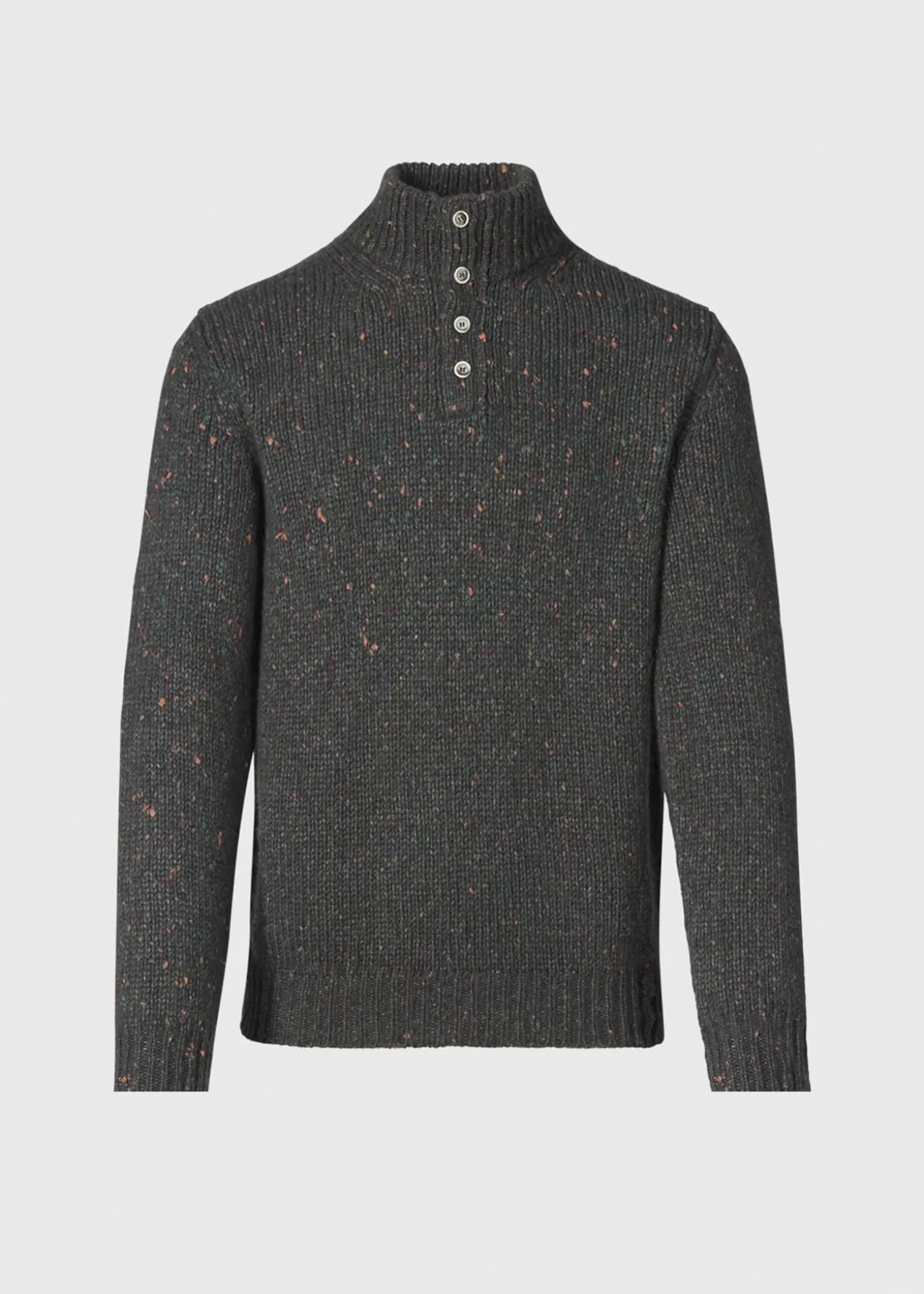 Outlet Wool & Cashmere Donegal Button Mock Neck Sweaters