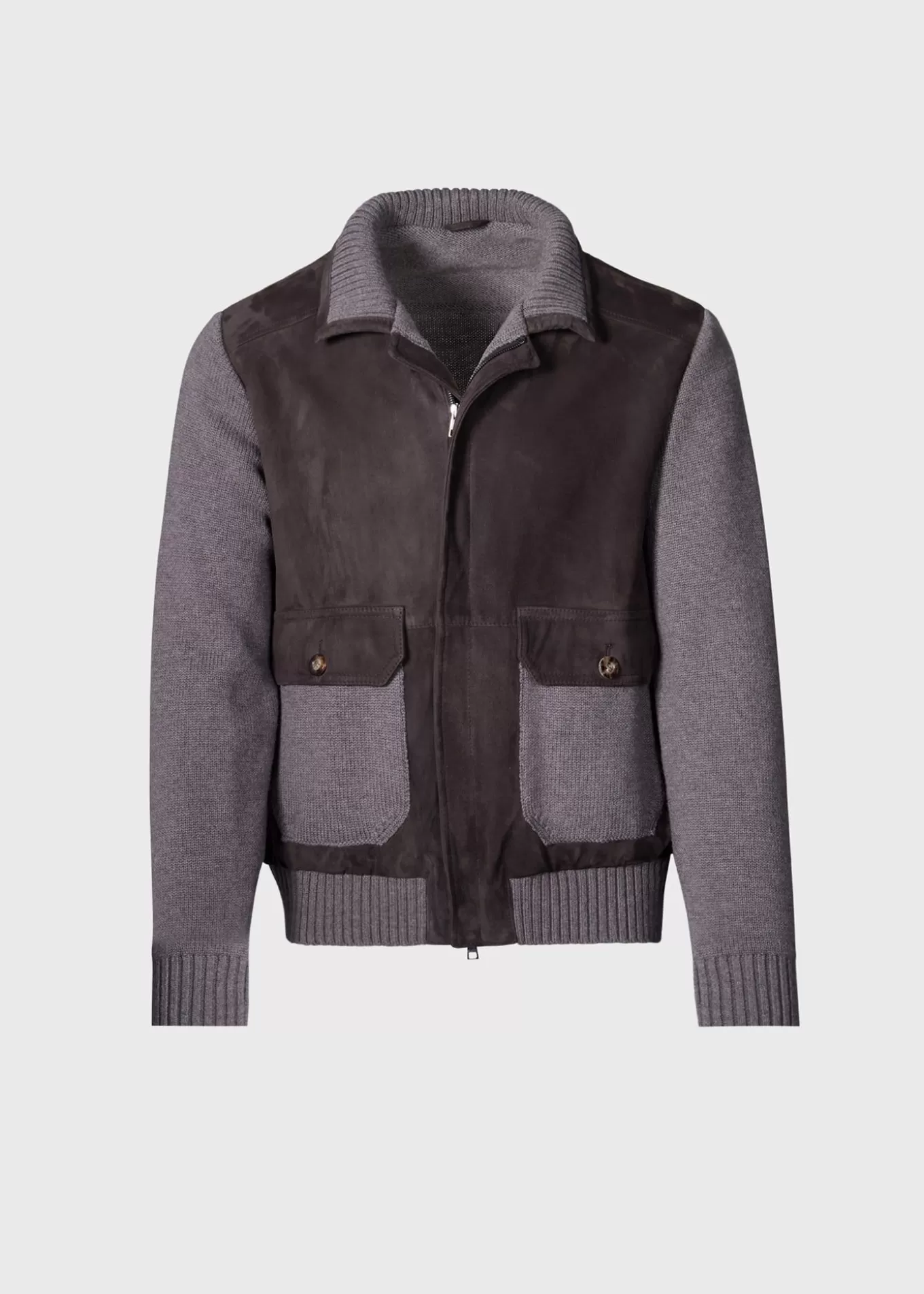 Best Sale Wool And Suede Bomber Jacket Outerwear