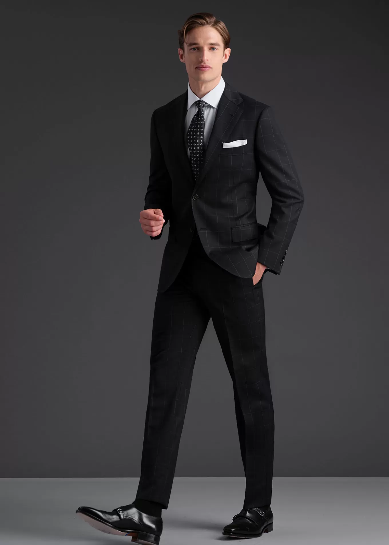 Store Wool Windowpane Suit Suits & Tuxedos