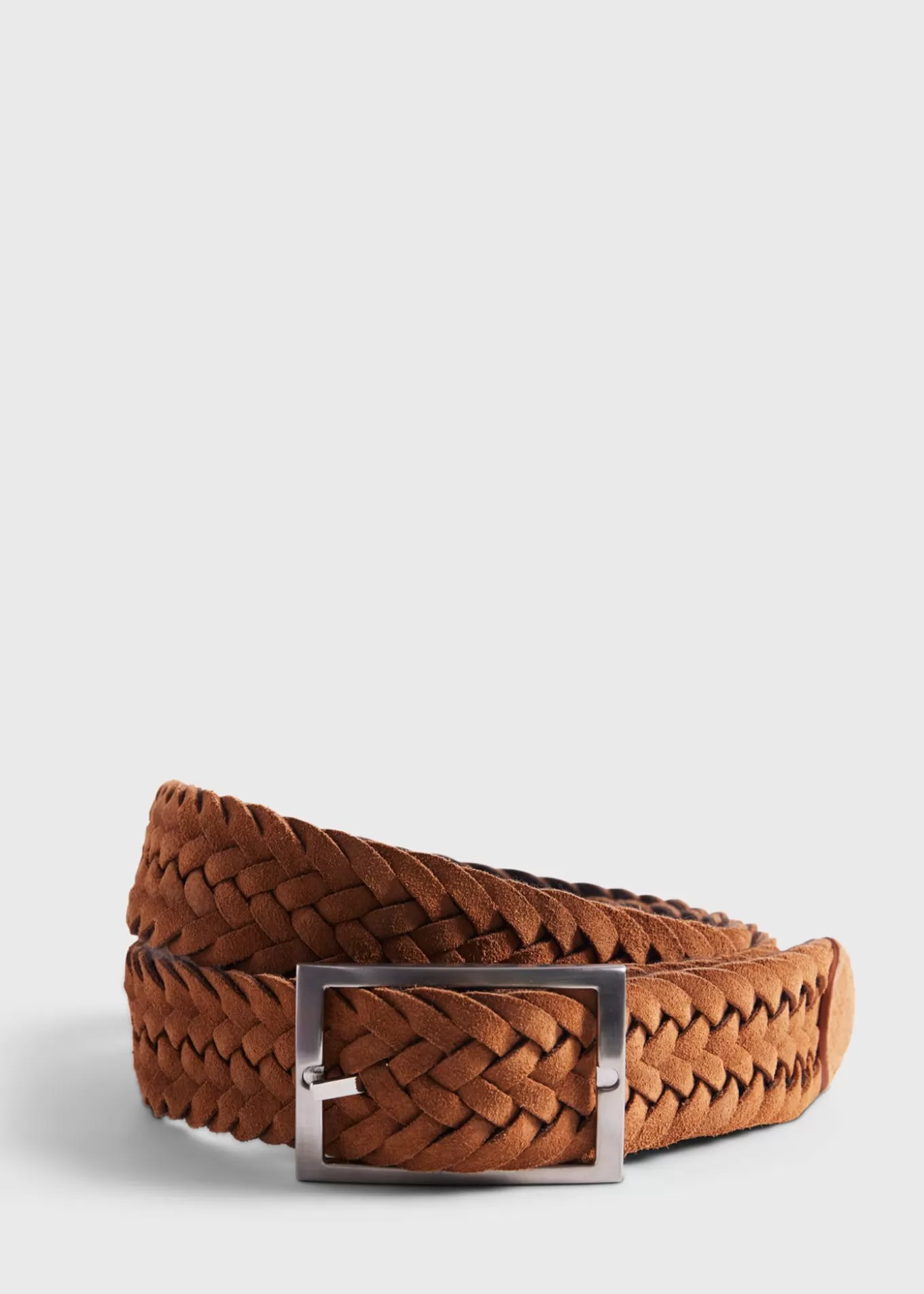 Online Woven Suede And Wool Reversible Belt Belts