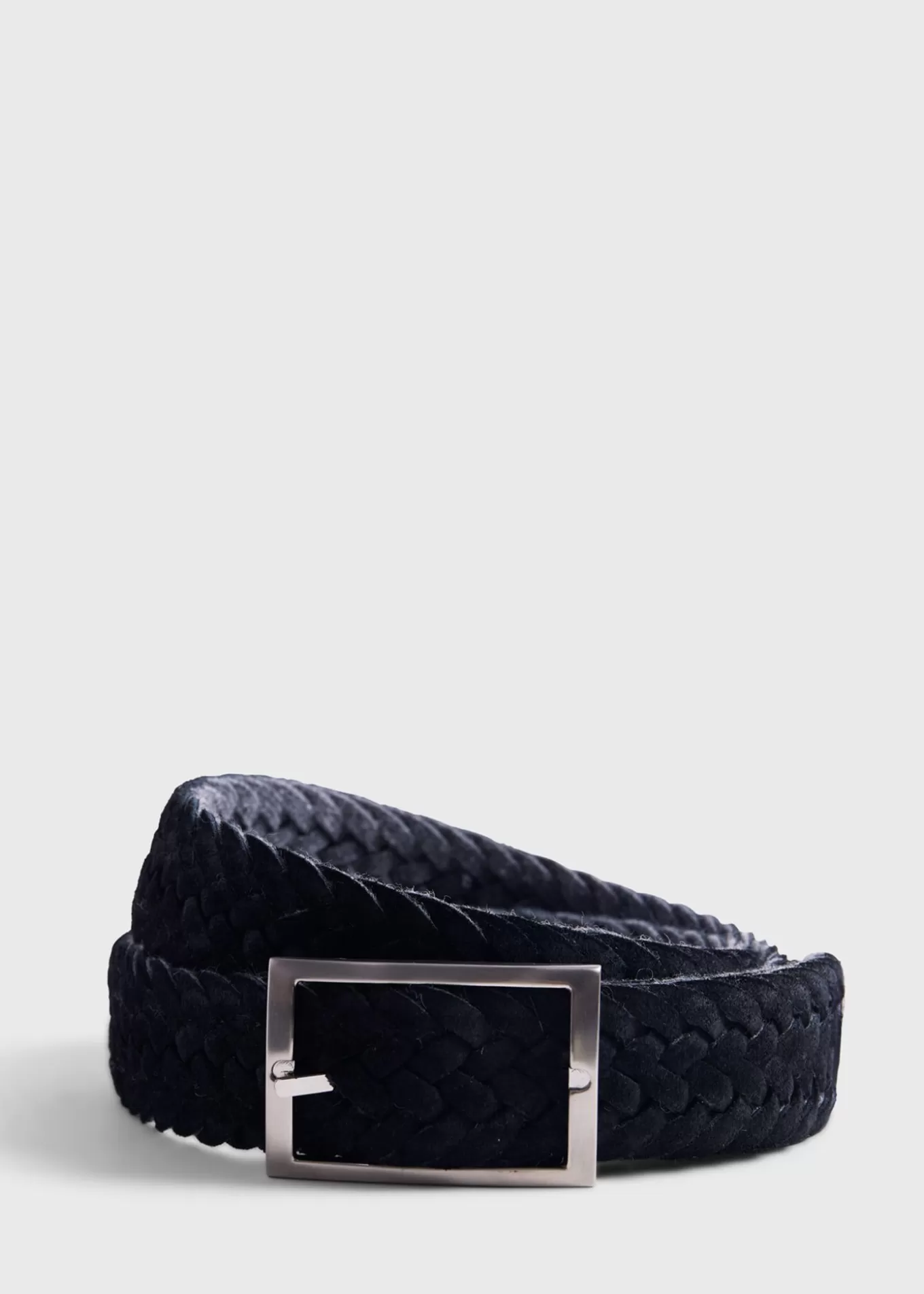 Online Woven Suede And Wool Reversible Belt Belts