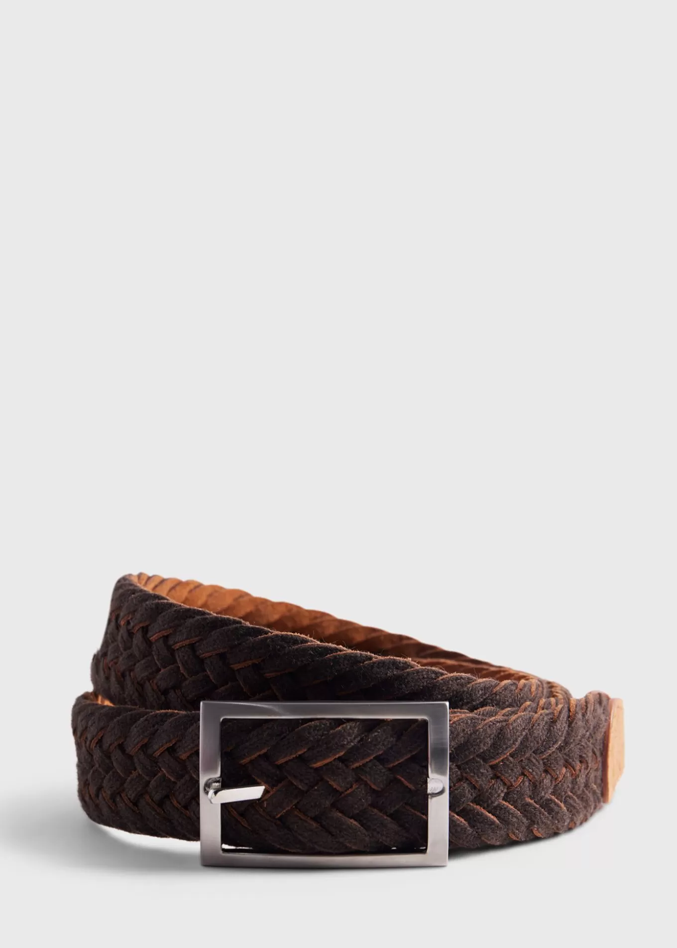 Online Woven Suede And Wool Reversible Belt Belts